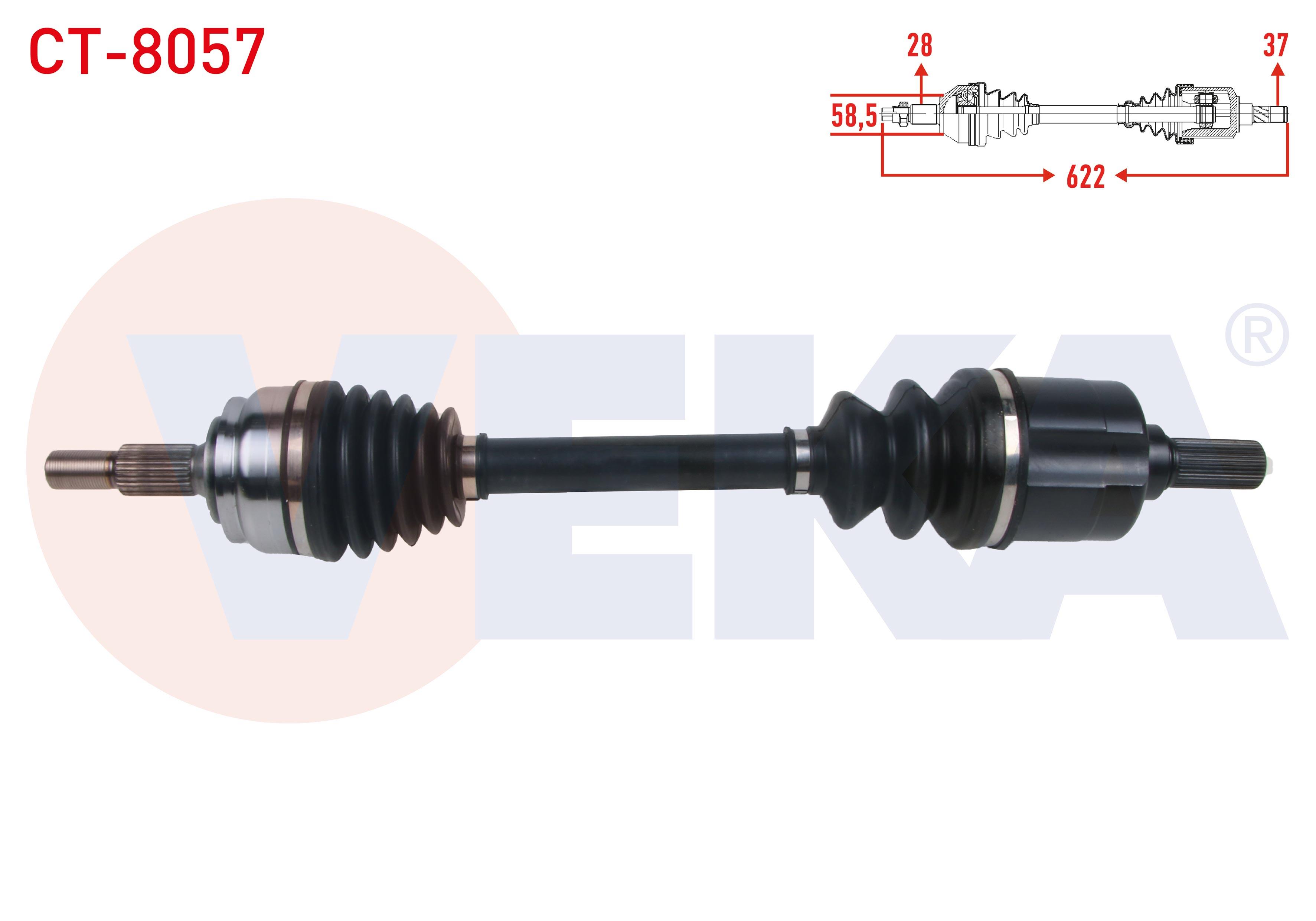 KOMPLE AKS ON SOL UZUNLUK 622mm CITROEN C5 AIRCROSS 1.5 BlueHDI - 1.6 PURETECH - 1.2 PureTech 8 ILERI A-T 2018-/ PEUGEOT 3008 1.2 8 ILERI A-T 2016-/ 1.5 BlueHDI 6 ILERI A-T/M-T - 8 ILERI A-T 2018-