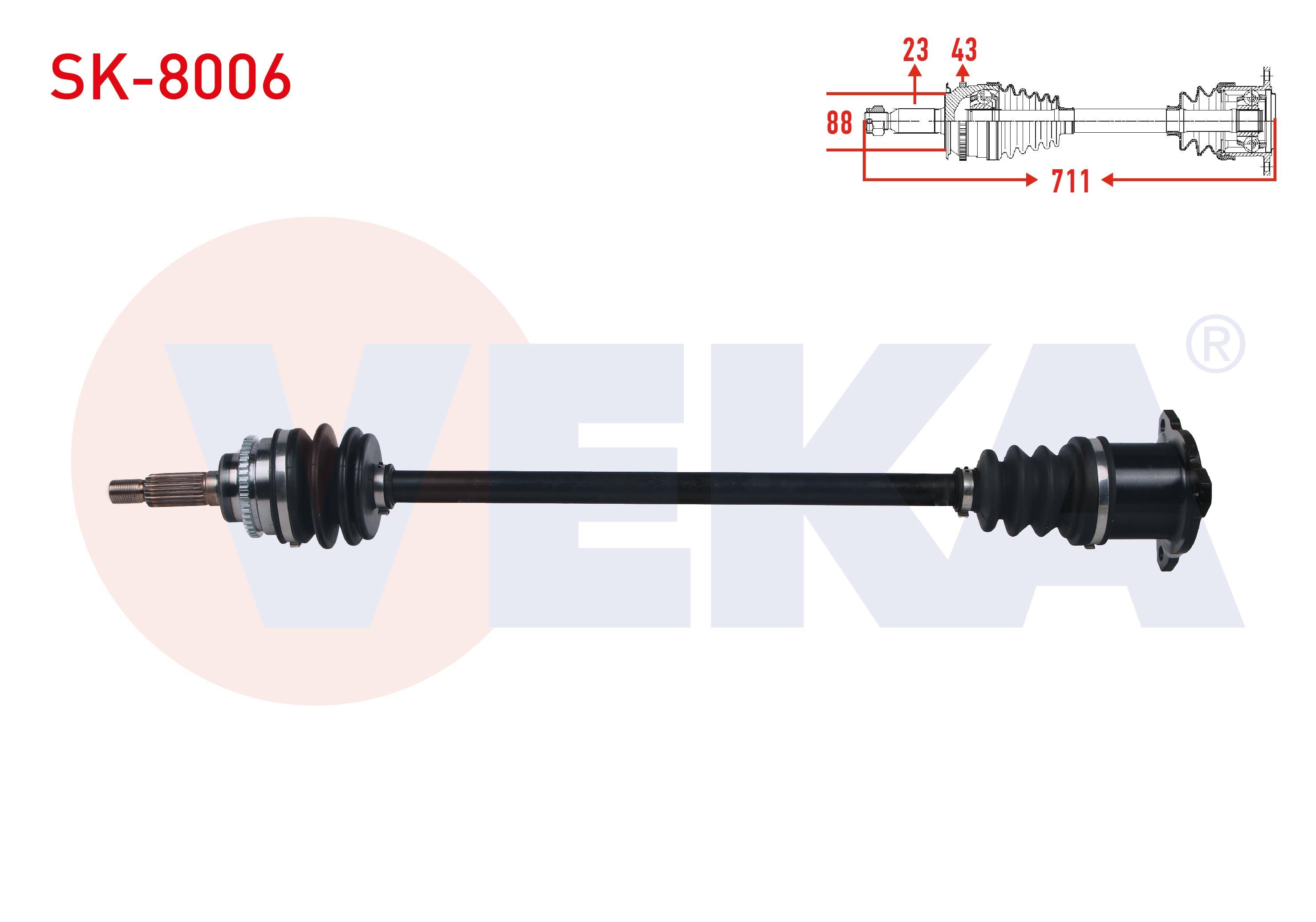 KOMPLE AKS SAG ARKA SUZUKI SWIFT III (MZ,EZ) 1.3i 4X4 ABSLI 43 DIS UZUNLUK 711 2005-2010