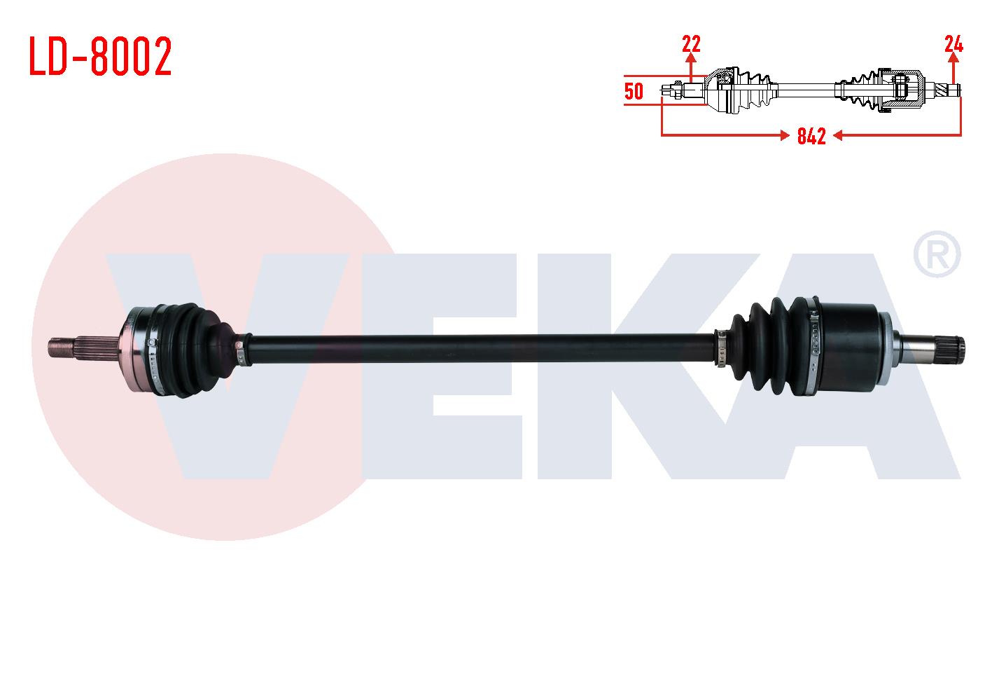 KOMPLE AKS SAG ON 6 BILYALI TIP UZUNLUK 842mm LADA SAMARA 1500 1986-1994 / VEGA 1.5 2000-