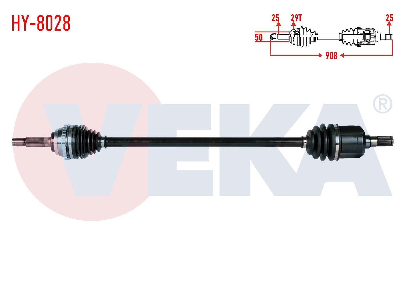 KOMPLE AKS SAG ON ABSLI 29 DIS UZUNLUK 908mm HYUNDAI ACCENT ADMIRE 1.3 - 1.5 - 1.6 2003-2006/ ACCENT MILENIUM 1.3 - 1.5 - 1.6 2000-2003