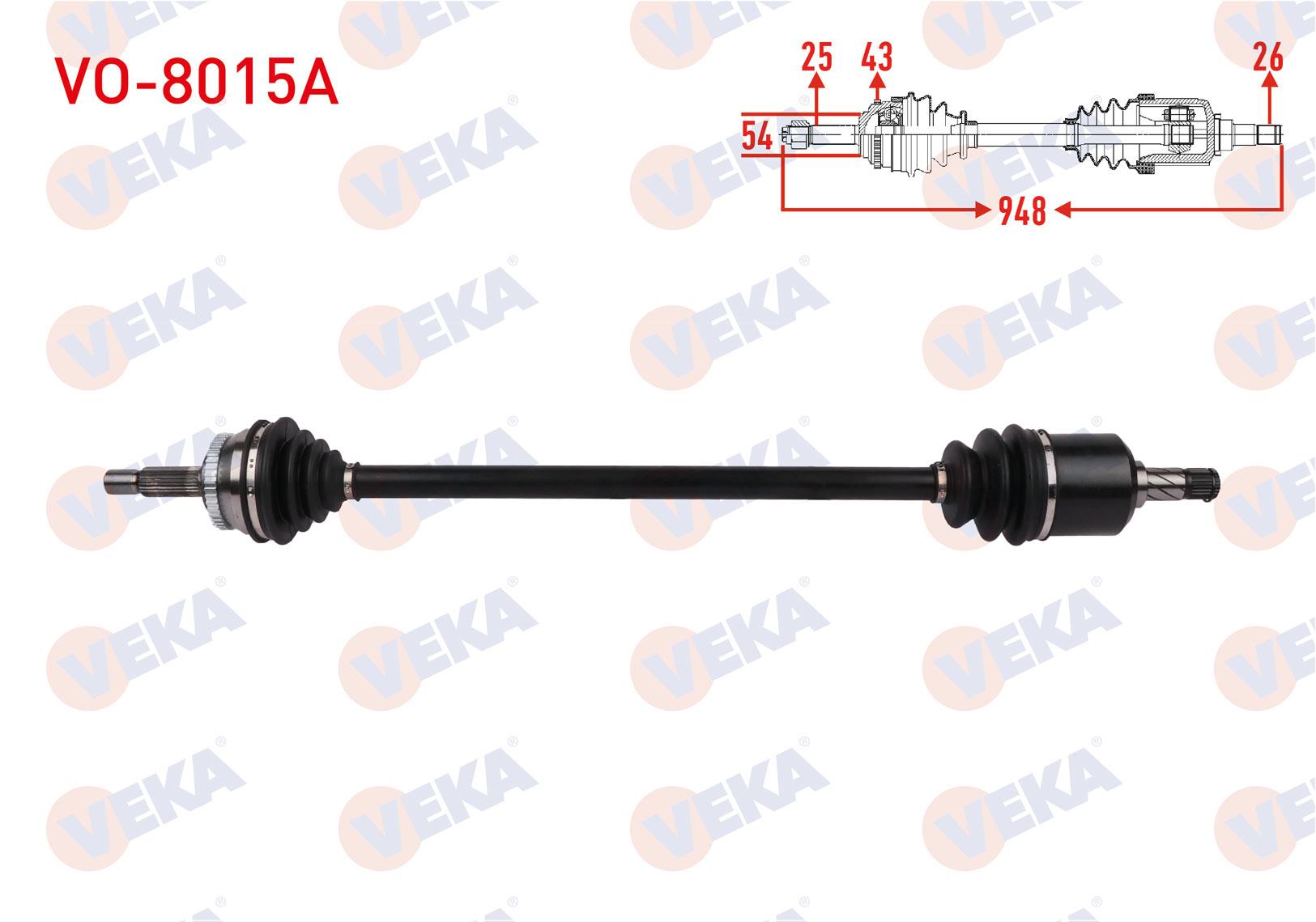 KOMPLE AKS SAG ON ABSLI 43 DIS UZUNLUK 948mm VOLVO V40 2.0 A-T 1998-