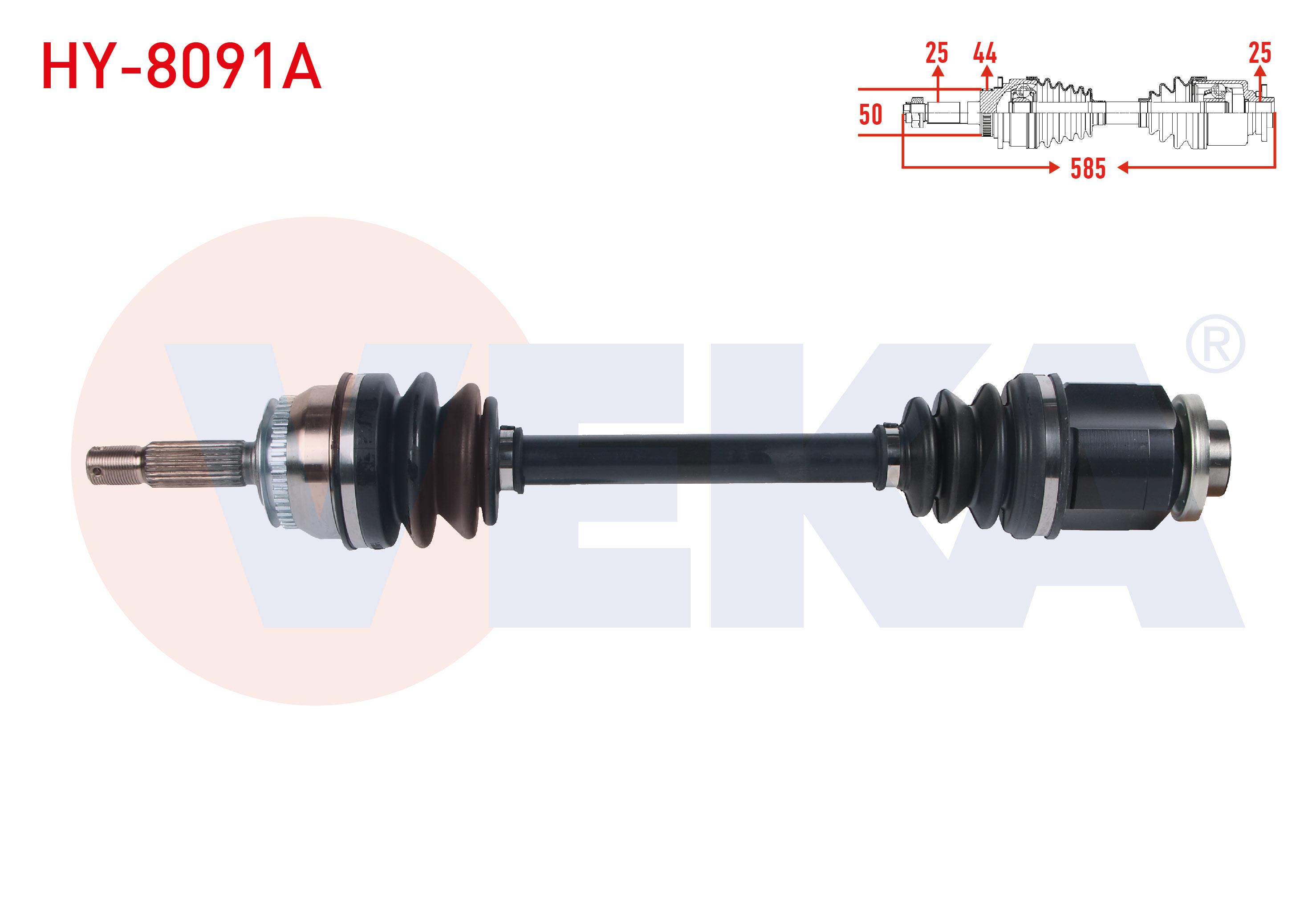 KOMPLE AKS SAG ON ABSLI 44 DIS UZUNLUK 585mm HYUNDAI MATRIX (FC) 1.5 CRDI A-T/M-T 2001-2010