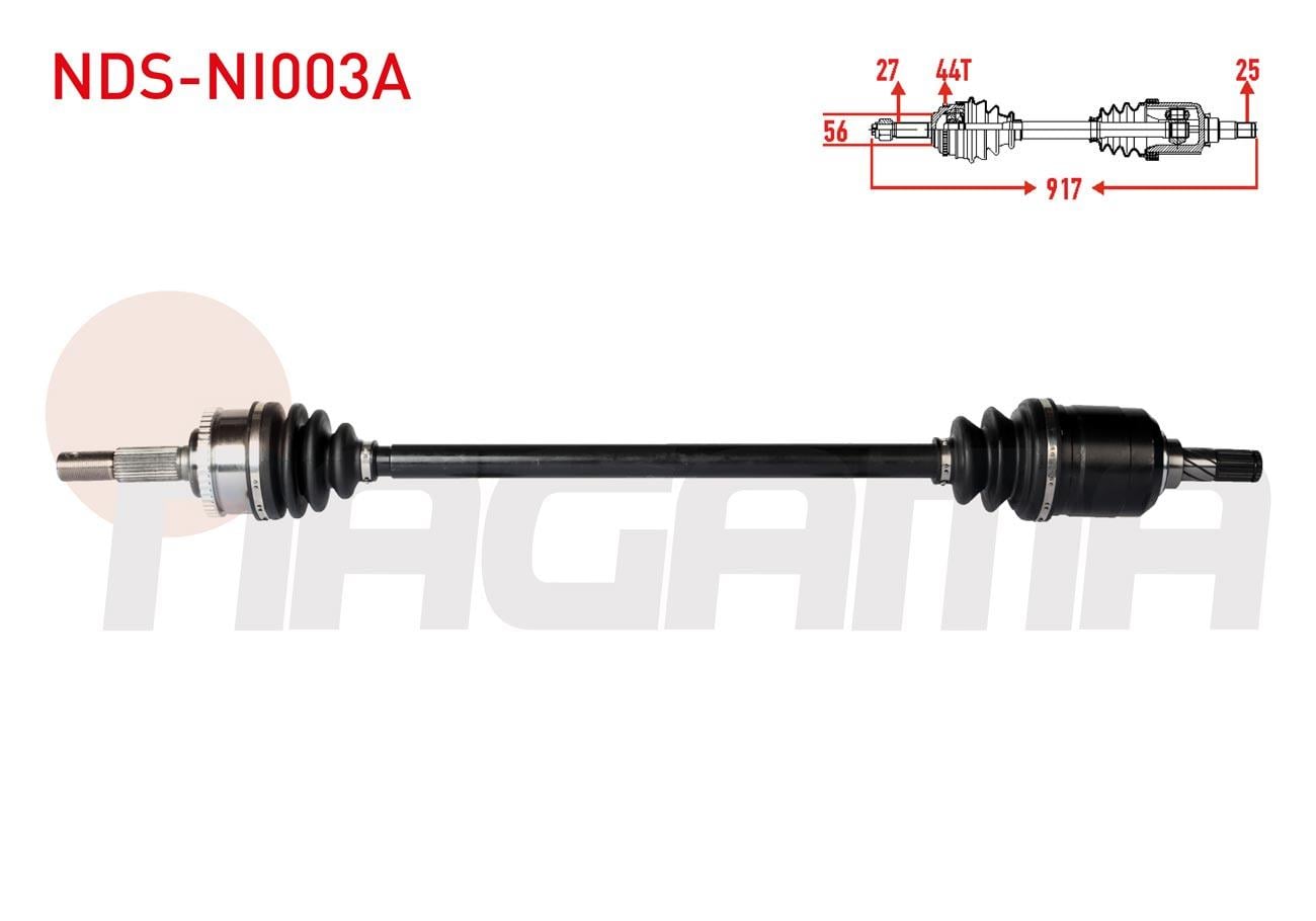 KOMPLE AKS SAG ON ABSLI 44 DIS UZUNLUK 917mm NISSAN PRIMERA (P11) 1.6i 16v - 1.8i 16v 1996-2001