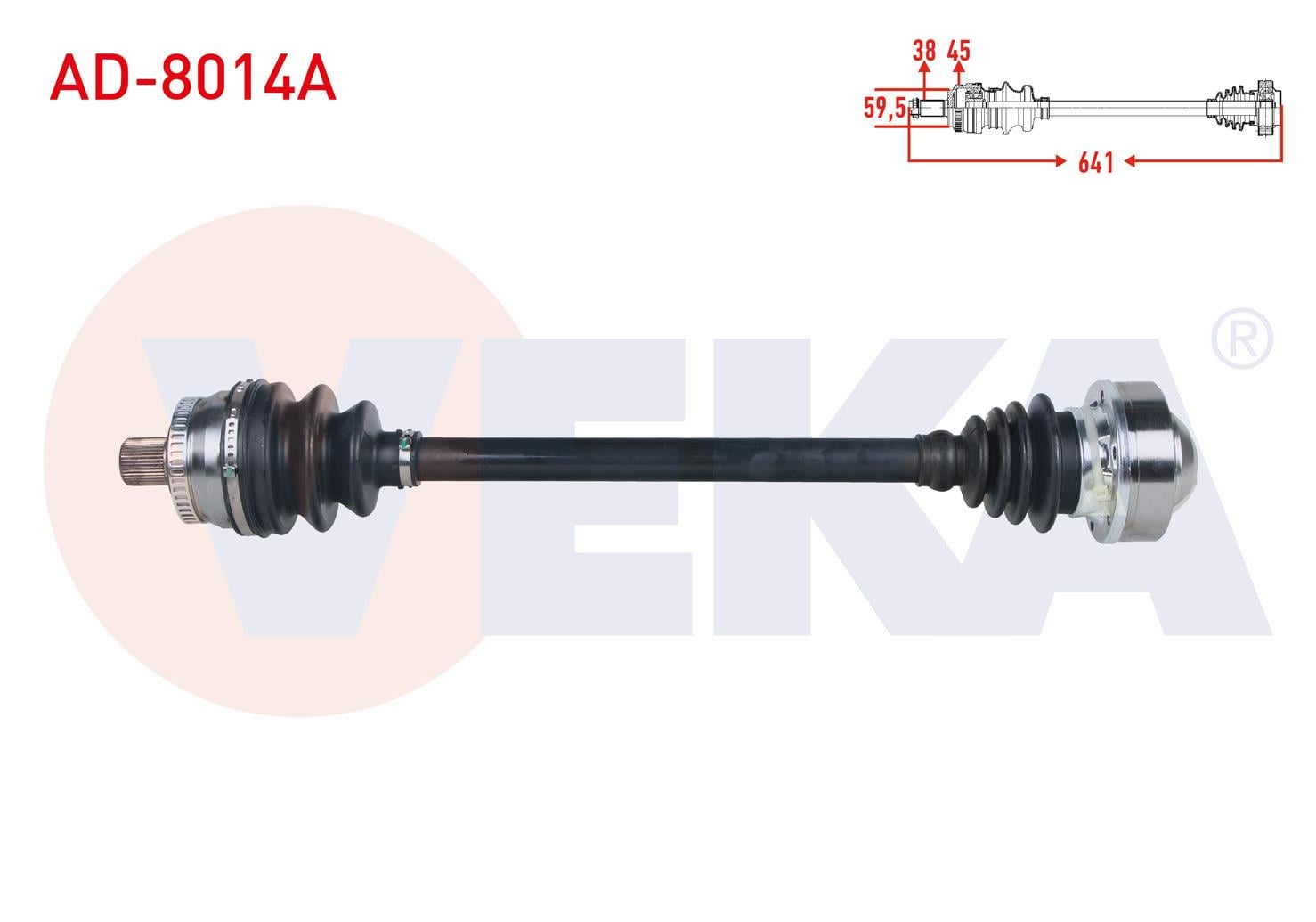 KOMPLE AKS SAG ON ABSLI 45 DIS UZUNLUK 641mm AUDI A4 (8E2,B6) 1.6 2000-2004/ A4 (8EC,B7) 1.6 2004-2008