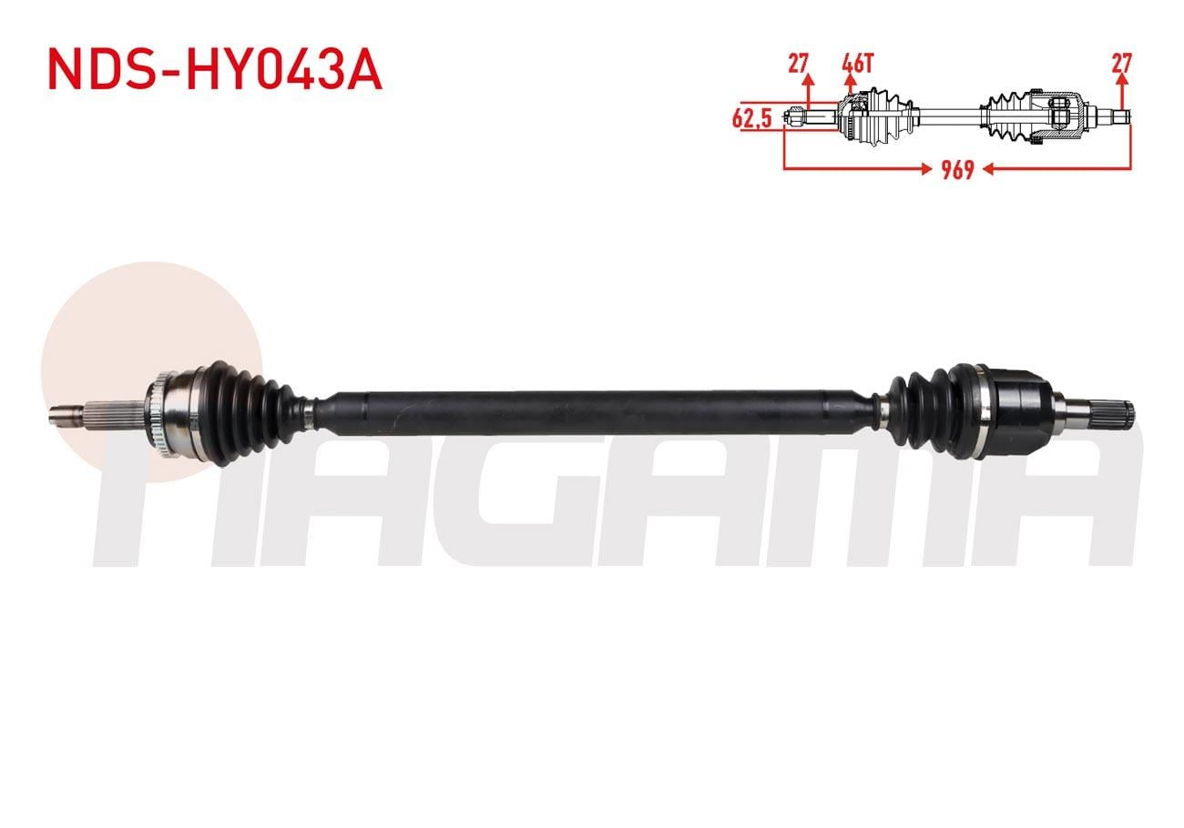 KOMPLE AKS SAG ON ABSLI 46 DIS UZUNLUK 969mm HYUNDAI I30 1.6 CRDI M-T 2011-/ KIA CEED 1.6 CRDI 2012-