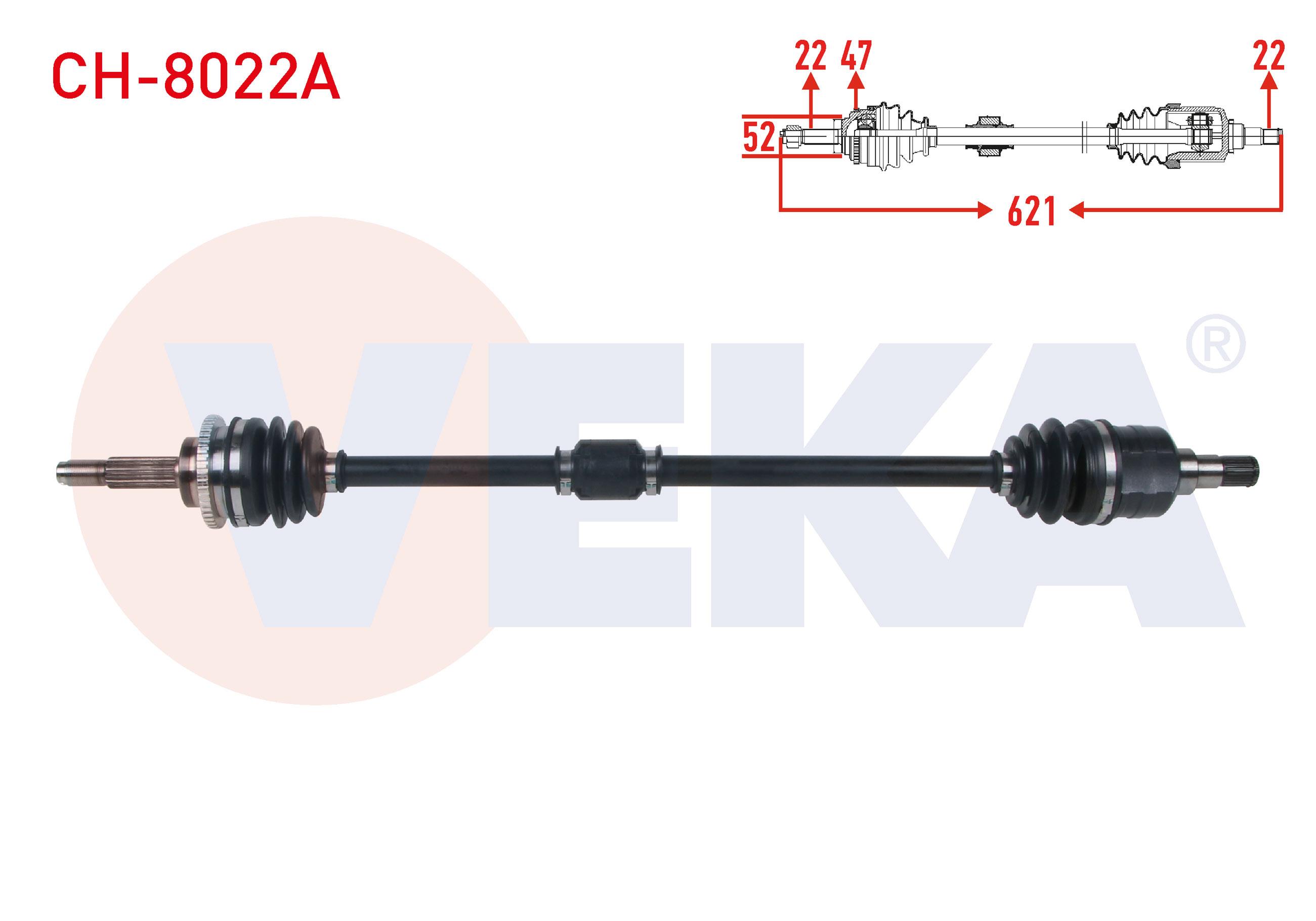 KOMPLE AKS SAG ON ABSLI 47 DIS UZUNLUK 868mm CHEVROLET SPARK (M300) 1.0 M-T 2010-2014