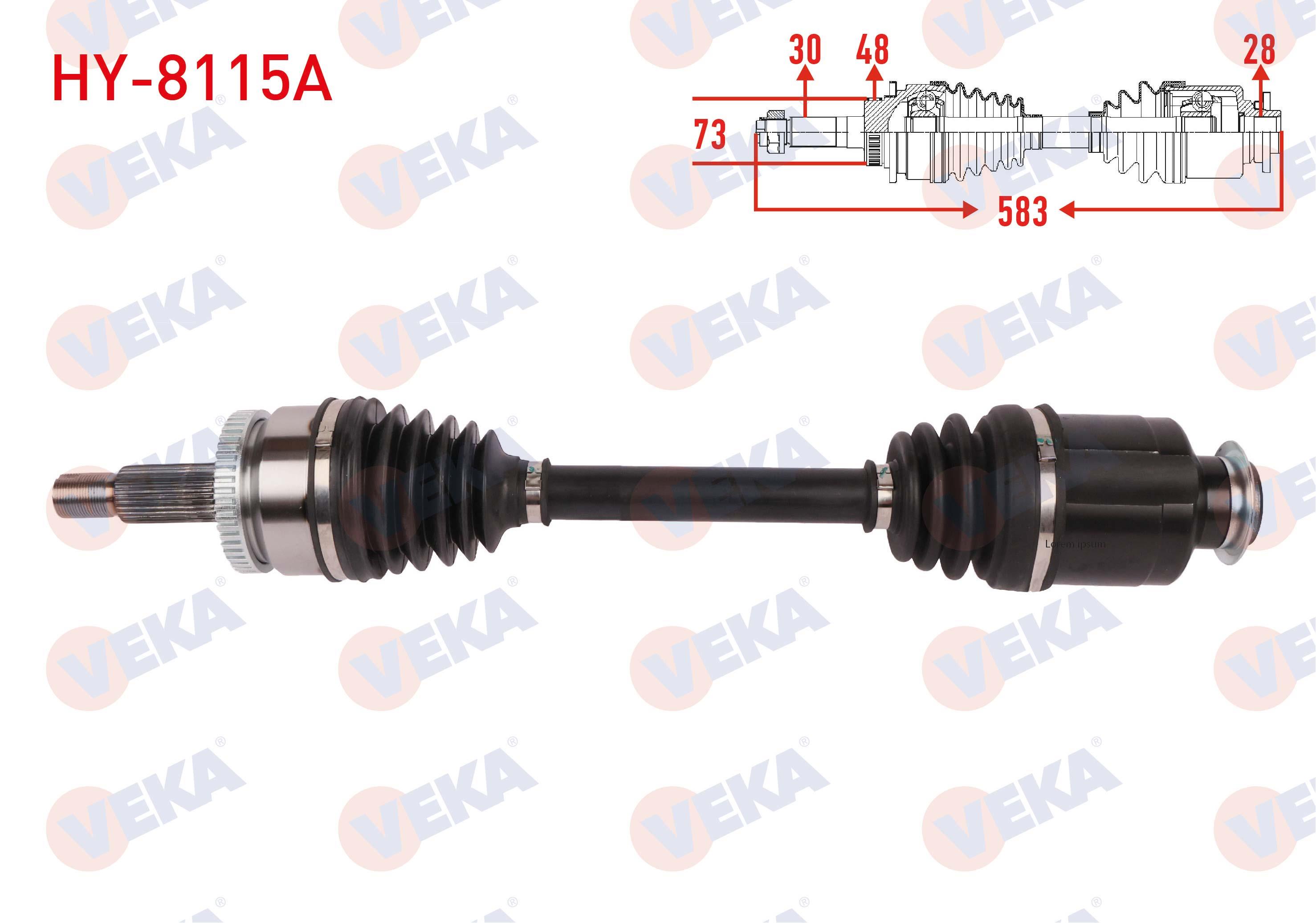 KOMPLE AKS SAG ON ABSLI 48 DIS UZUNLUK 583mm HYUNDAI TUCSON 2.0 CRDI HYBRID A-T 2015-2020 / KIA SPORTAGE IV 2.0 CRDI A-T 2018-2022