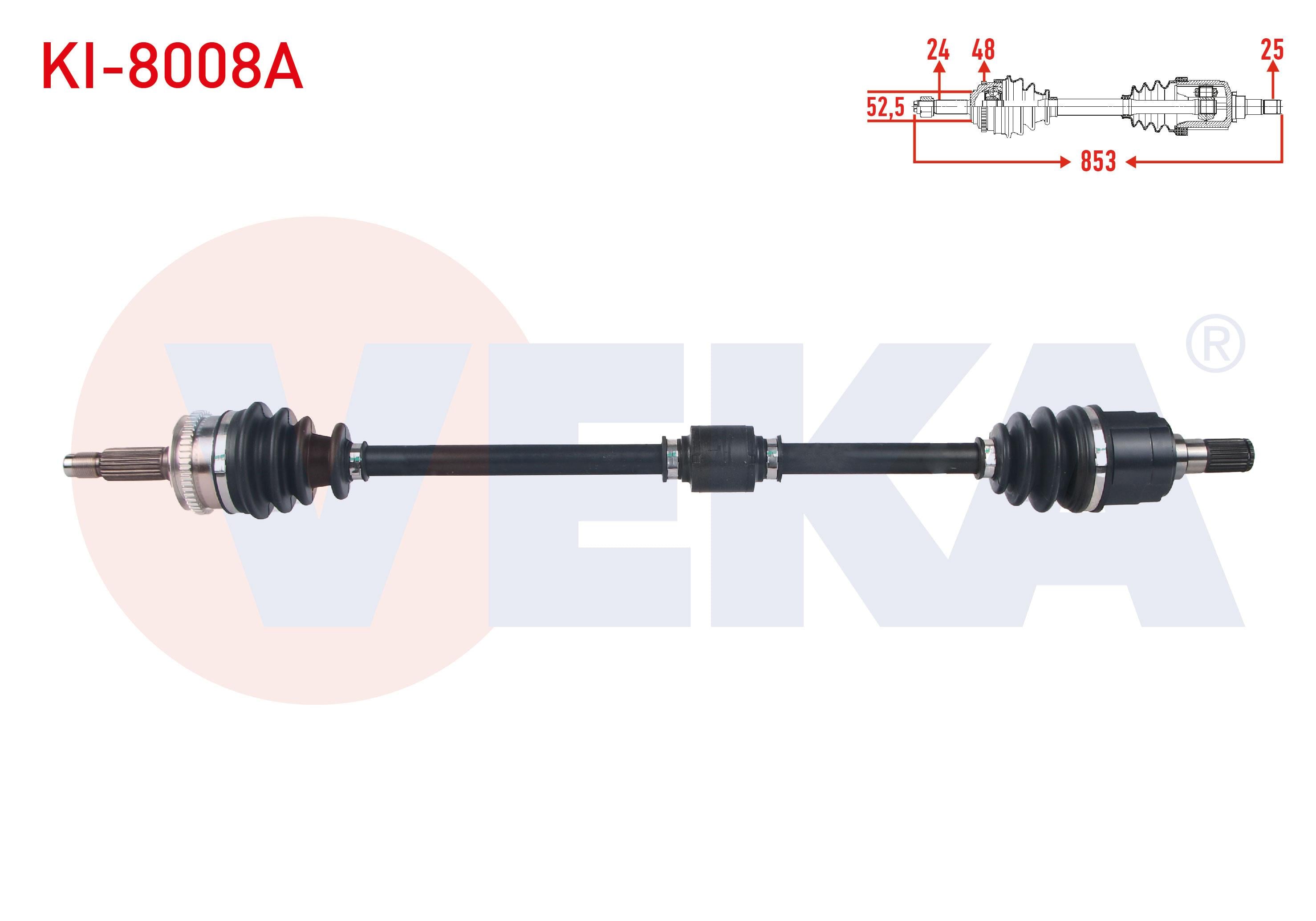 KOMPLE AKS SAG ON ABSLI 48 DIS UZUNLUK 853mm KIA PICANTO (BA) 1.1i M-T 2004-2011