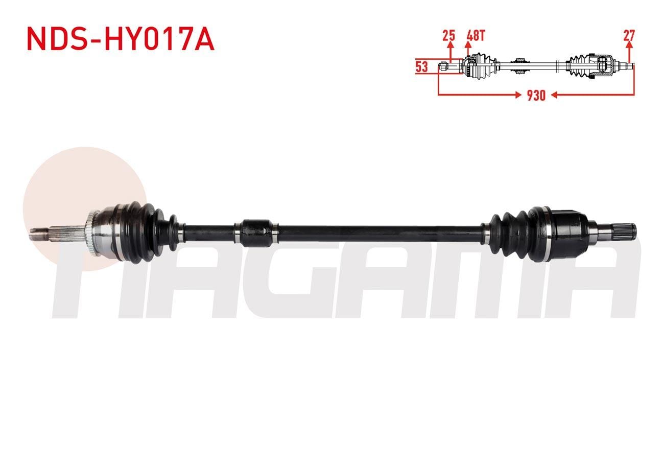 KOMPLE AKS SAG ON ABSLI 48 DIS UZUNLUK 930mm HYUNDAI ACCENT BLUE 1.6 CRDI M-T 2012-