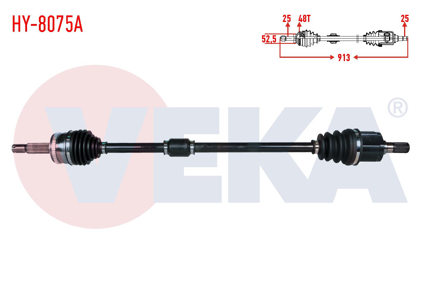KOMPLE AKS SAG ON ABSLI 48 DIS UZUNLUK 913mm HYUNDAI GETZ (TB) 1.3i - 1.4i - 1.6i 2002-2008