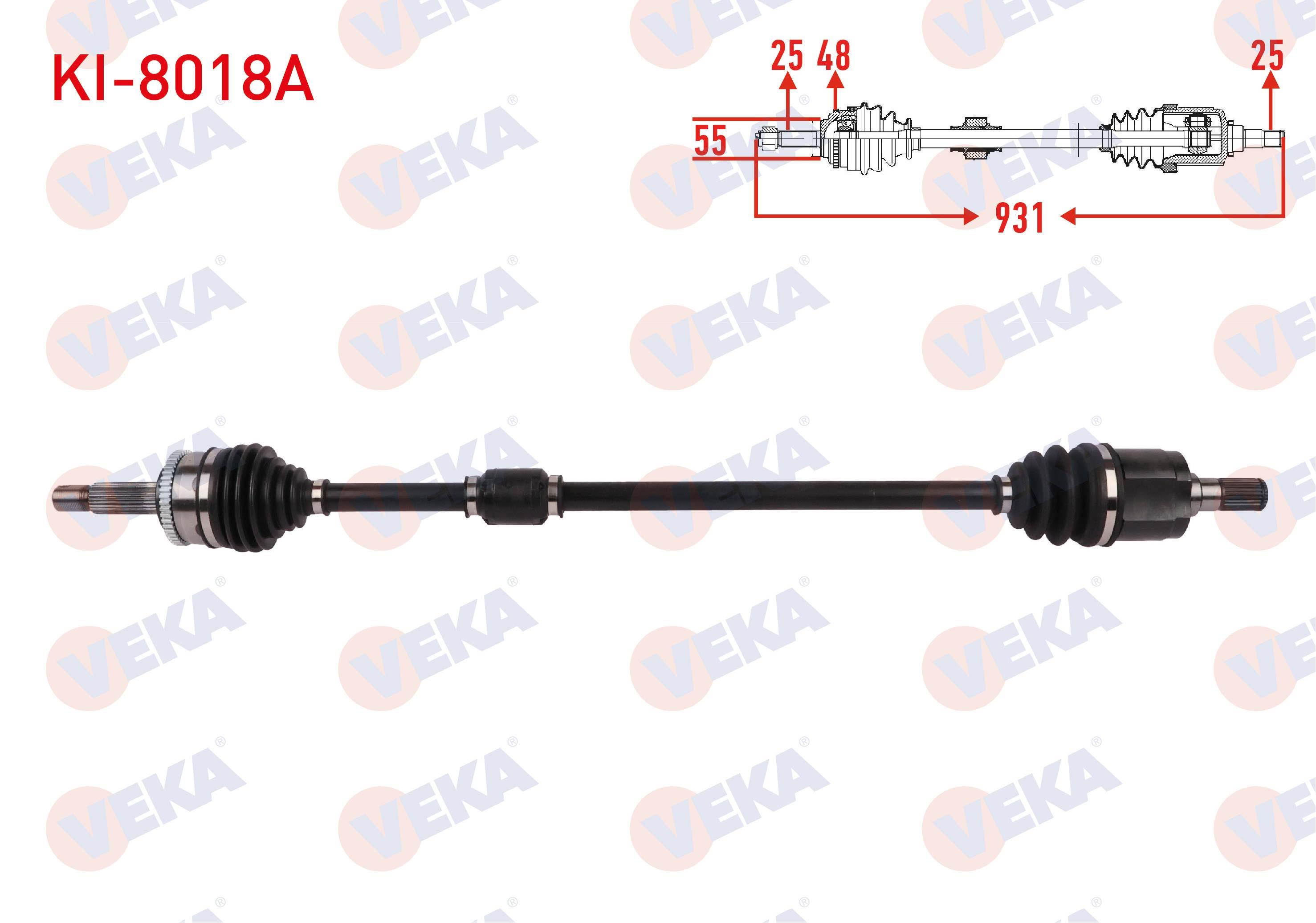 KOMPLE AKS SAG ON ABSLI 48 DIS UZUNLUK 931mm KIA RIO III (UB) 1.2 CVVT 2014-2017