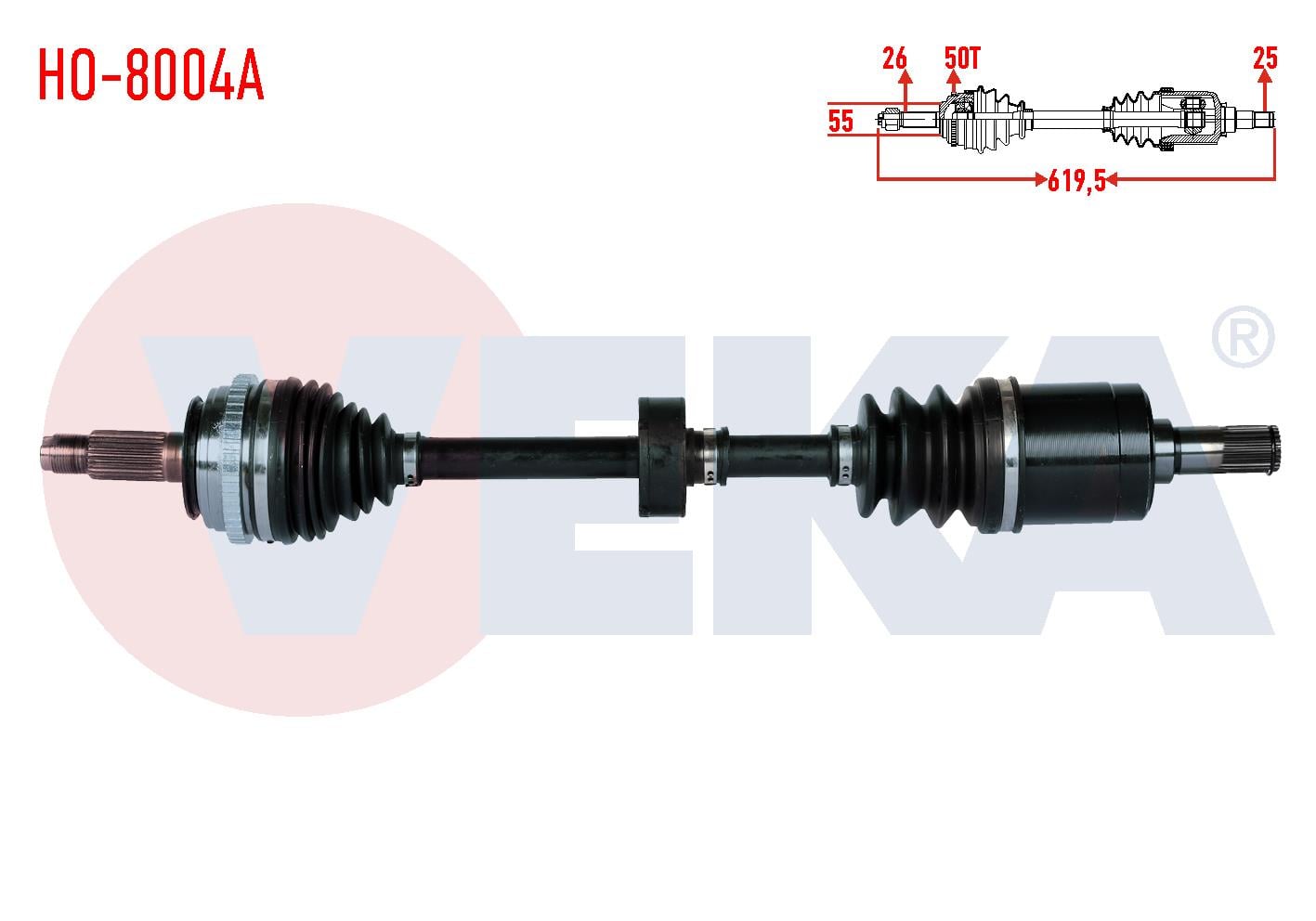 KOMPLE AKS SAG ON ABSLI 50 DIS UZUNLUK 619,5mm HONDA CIVIC VI 1.4i A-T/M-T 1995-2001