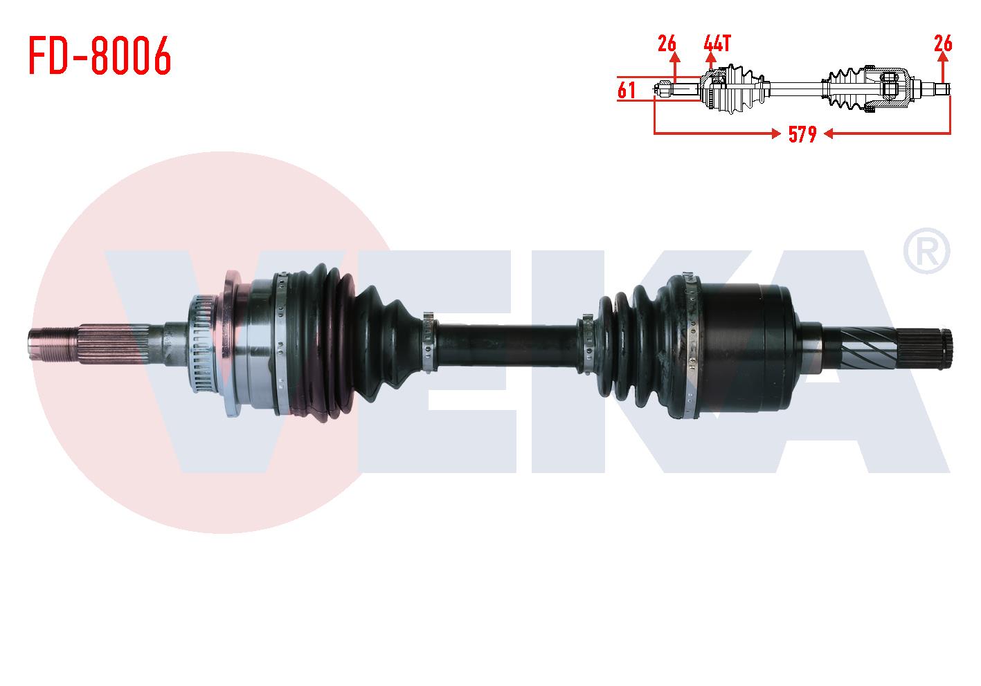 KOMPLE AKS SAG ON ABSLI UZUNLUK 579mm FORD RANGER 2.5 TDCI 4X4 1997-2006