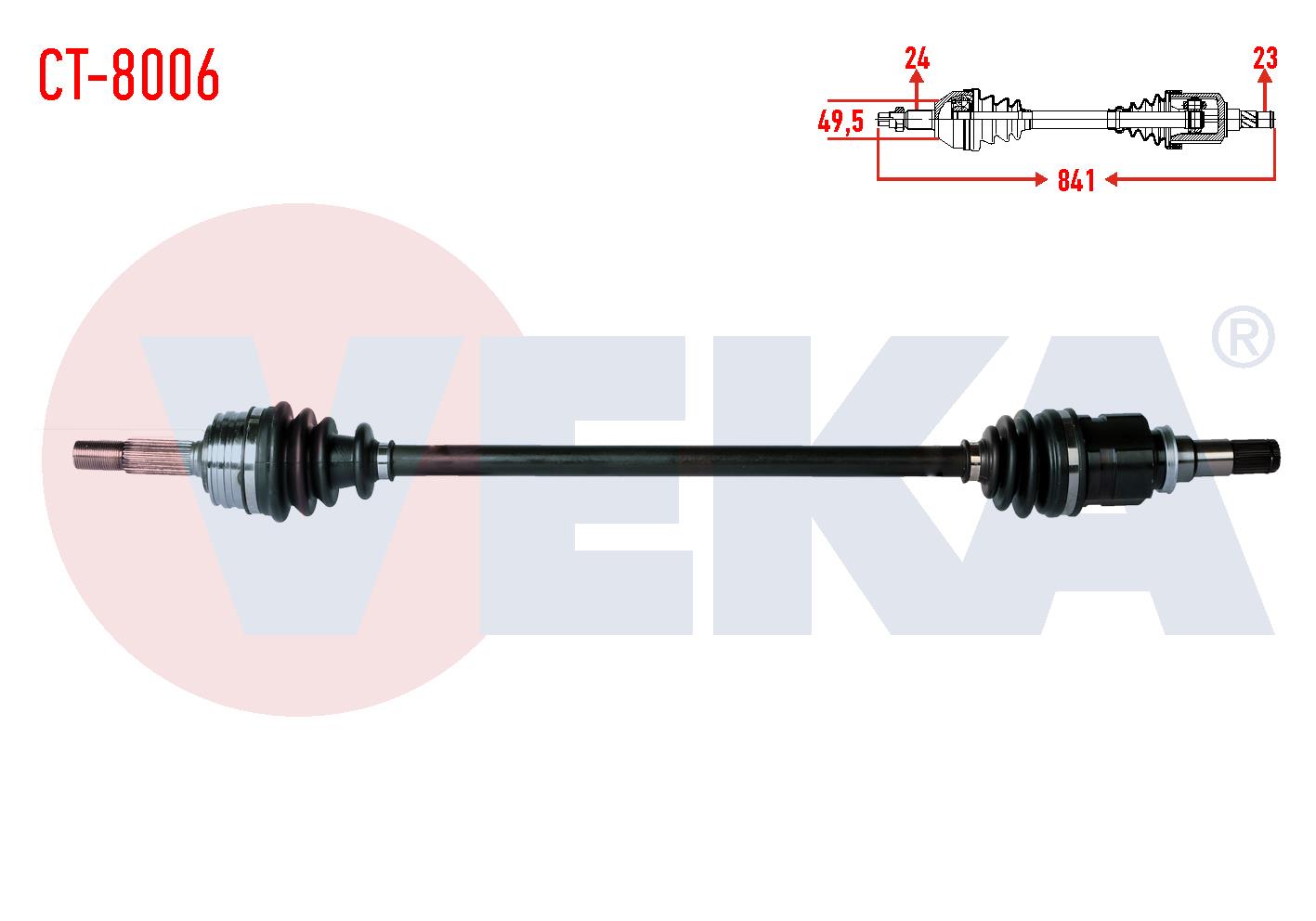 KOMPLE AKS SAG ON CITROEN C1 (PM_, PN_) 1.0 UZUNLUK 841mm 2005-2015