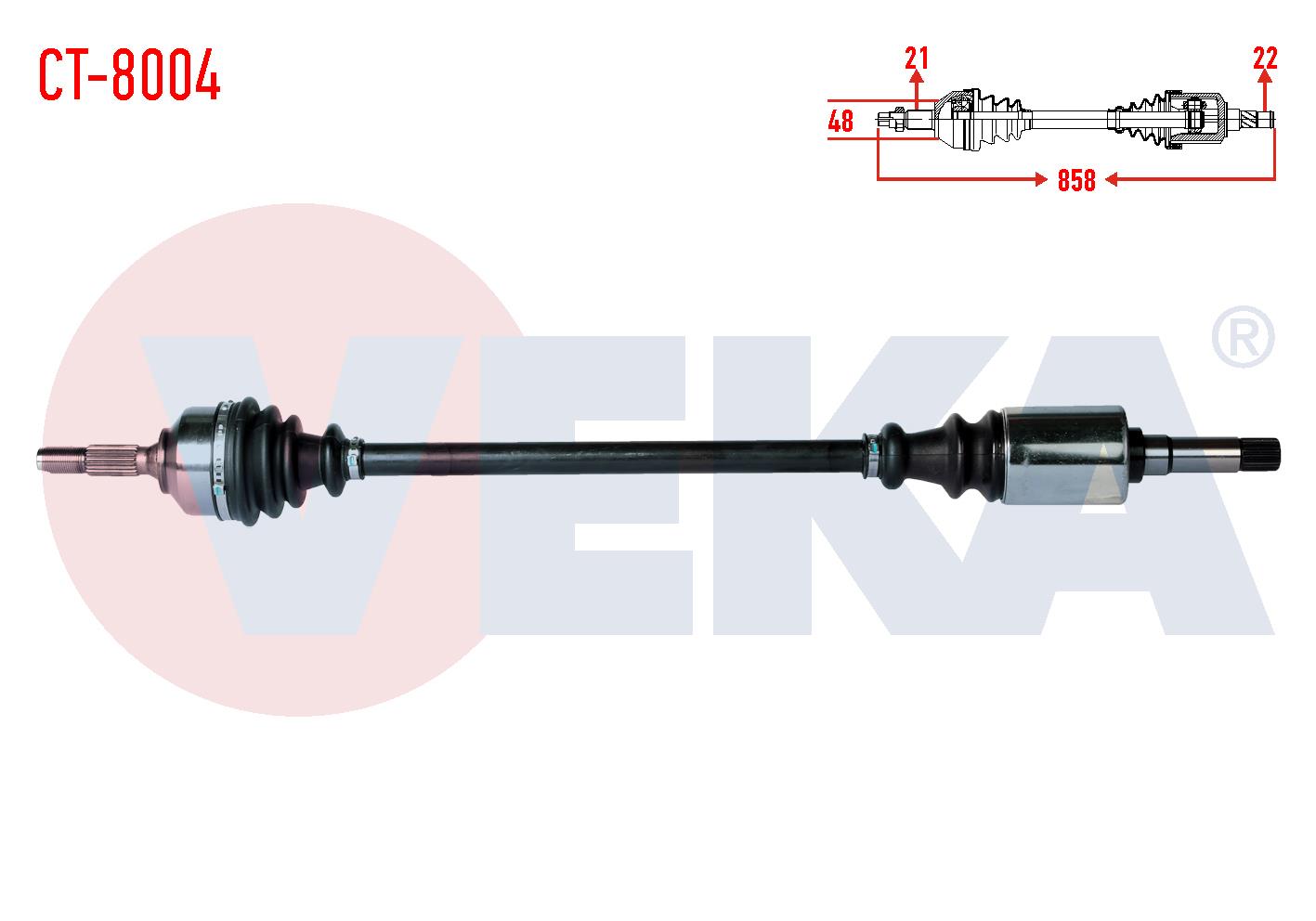 KOMPLE AKS SAG ON CITROEN C3 (FC) 1.4 HDI 70HP YAYLI TIP MA SANZIMAN UZUNLUK 858mm 2002-2009