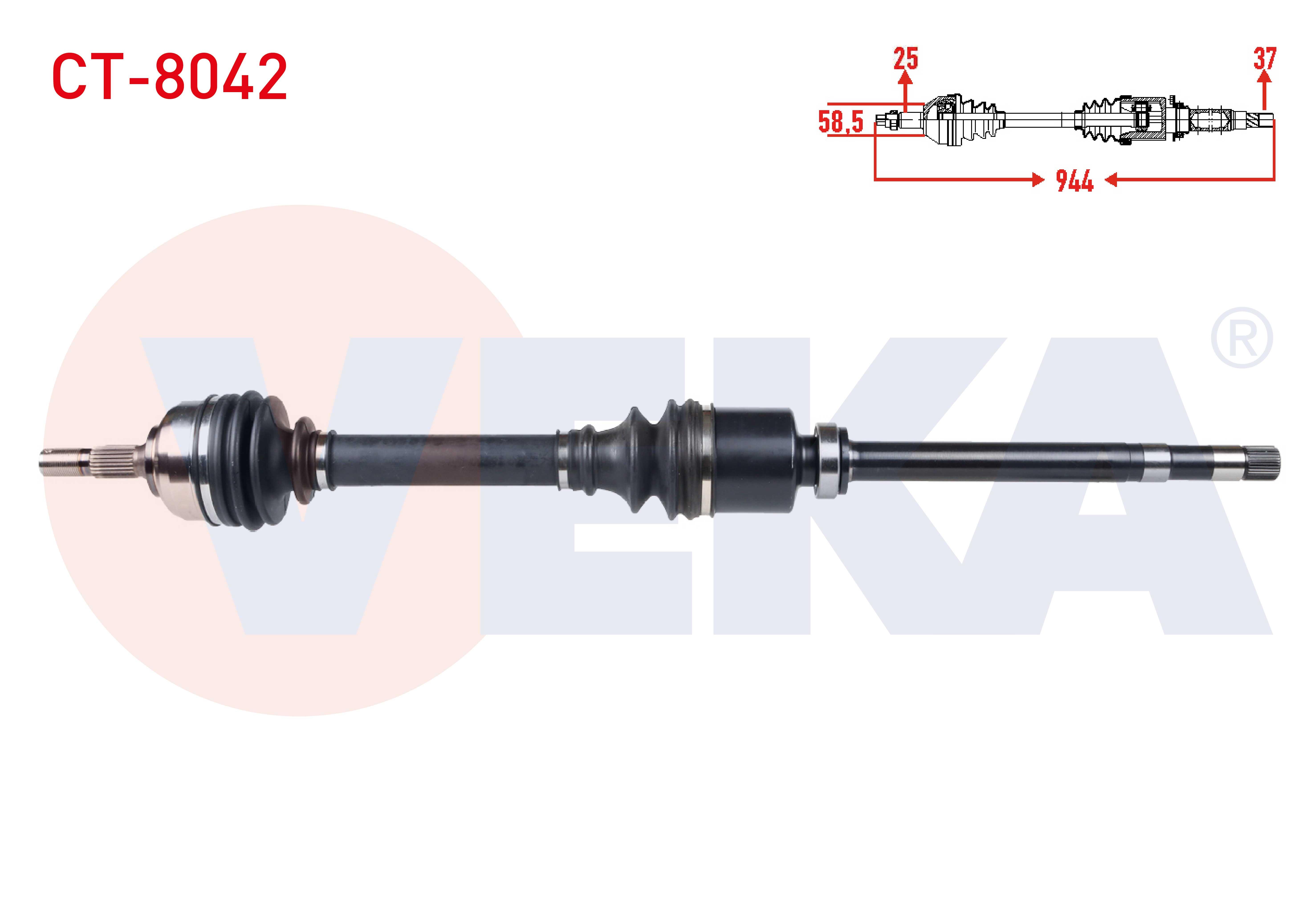 KOMPLE AKS SAG ON CITROEN C5 I (DC) 2.0 HDI M-T UZUNLUK 944mm 2001-2004