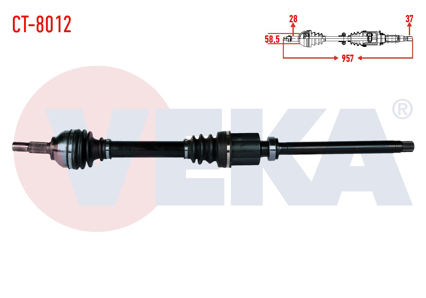 KOMPLE AKS SAG ON CITROEN C5 III (RD) 2.0 HDI A-T UZUNLUK 957mm 2008-2015