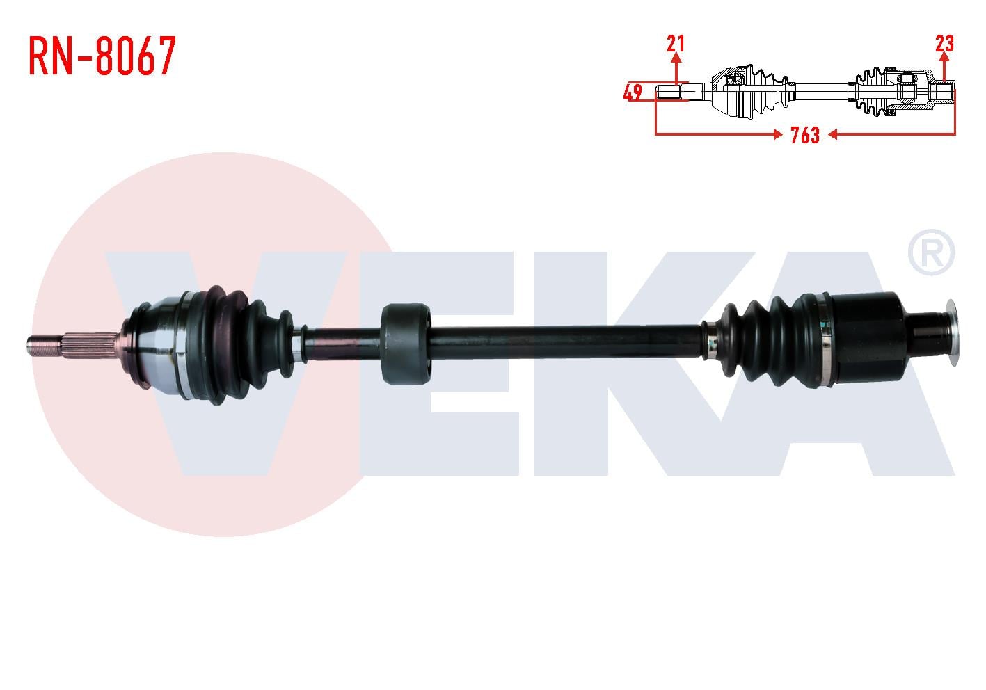 KOMPLE AKS SAG ON DACIA LOGAN (LS) 1.4 UZUNLUK 763mm 2004-2012