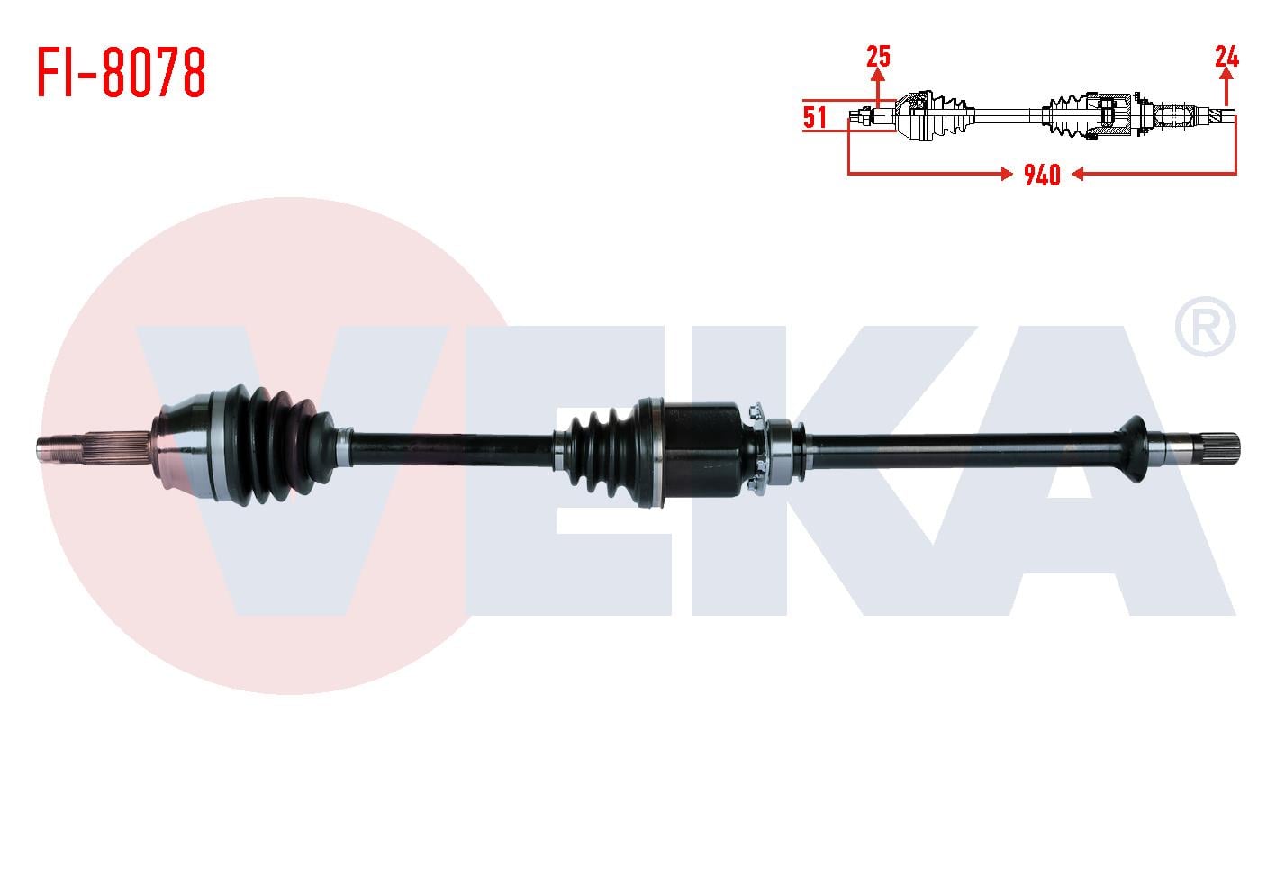 KOMPLE AKS SAG ON FIAT DOBLO (119,123) 1.3 MJT M-T UZUNLUK 940 mm 2005-2010