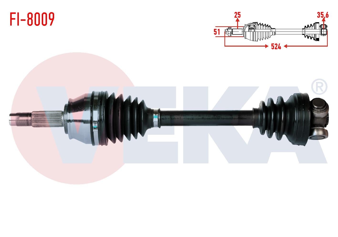KOMPLE AKS SAG ON FIAT DOBLO (119,223) 1.3 MJT  UZUNLUK 524 mm 2001-2010