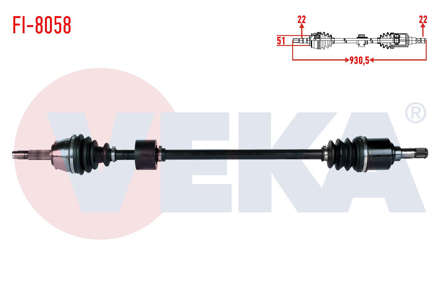 KOMPLE AKS SAG ON FIAT DOBLO (119,223) 1.4  UZUNLUK 930,5mm 2001-2010