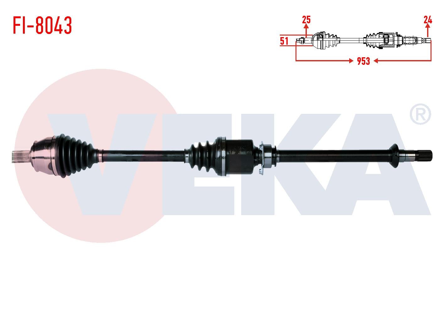 KOMPLE AKS SAG ON FIAT FIORINO (225) 1.3 MJT UZUNLUK 953mm 2007-2013