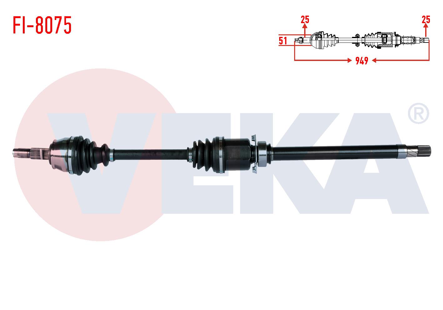 KOMPLE AKS SAG ON FIAT FIORINO (225) 1.3 MJT A-T UZUNLUK 949 mm 2008-2013