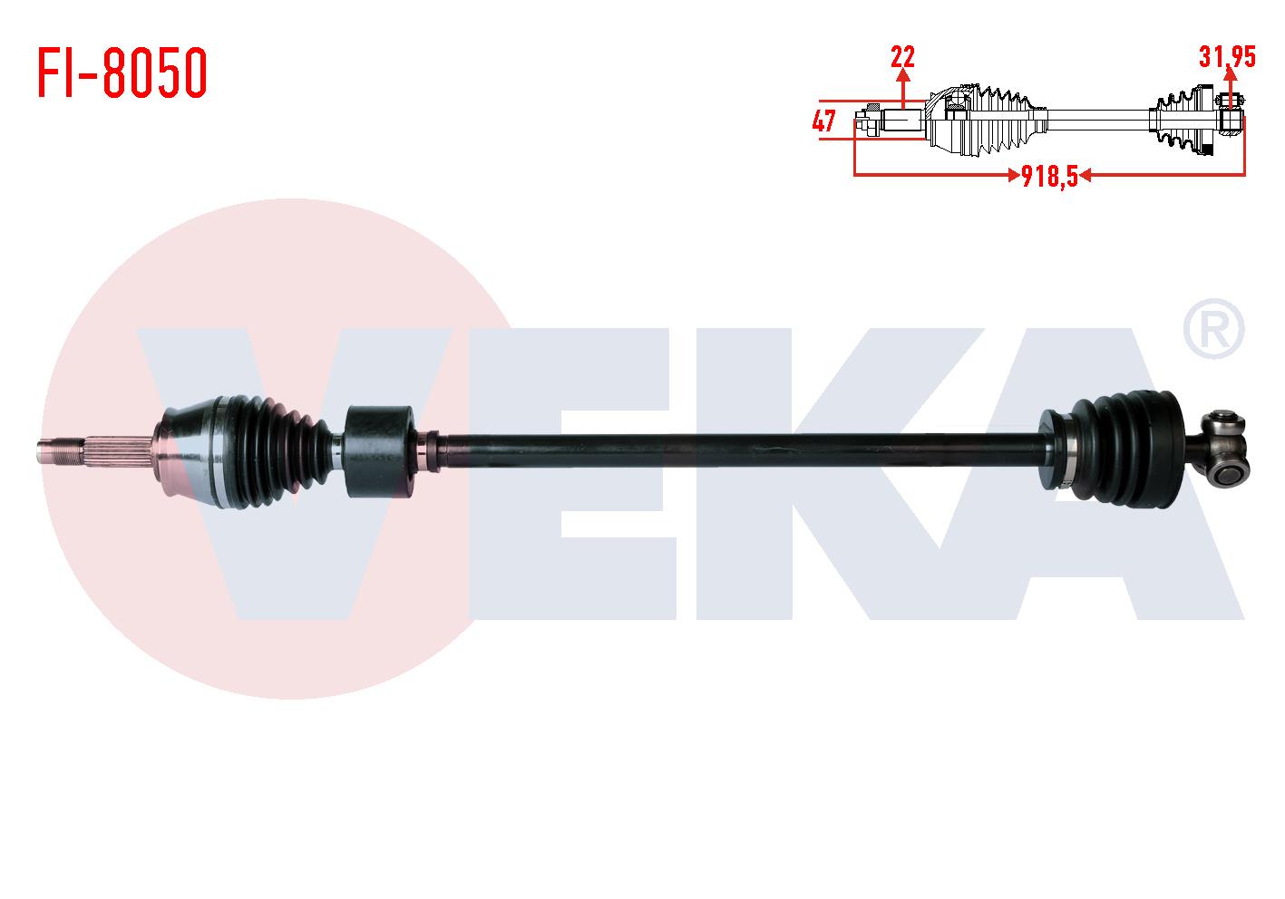 KOMPLE AKS SAG ON FIAT PALIO 1.2i 16v C513 SANZUMAN UZUNLUK 918,5 mm 1996-1999