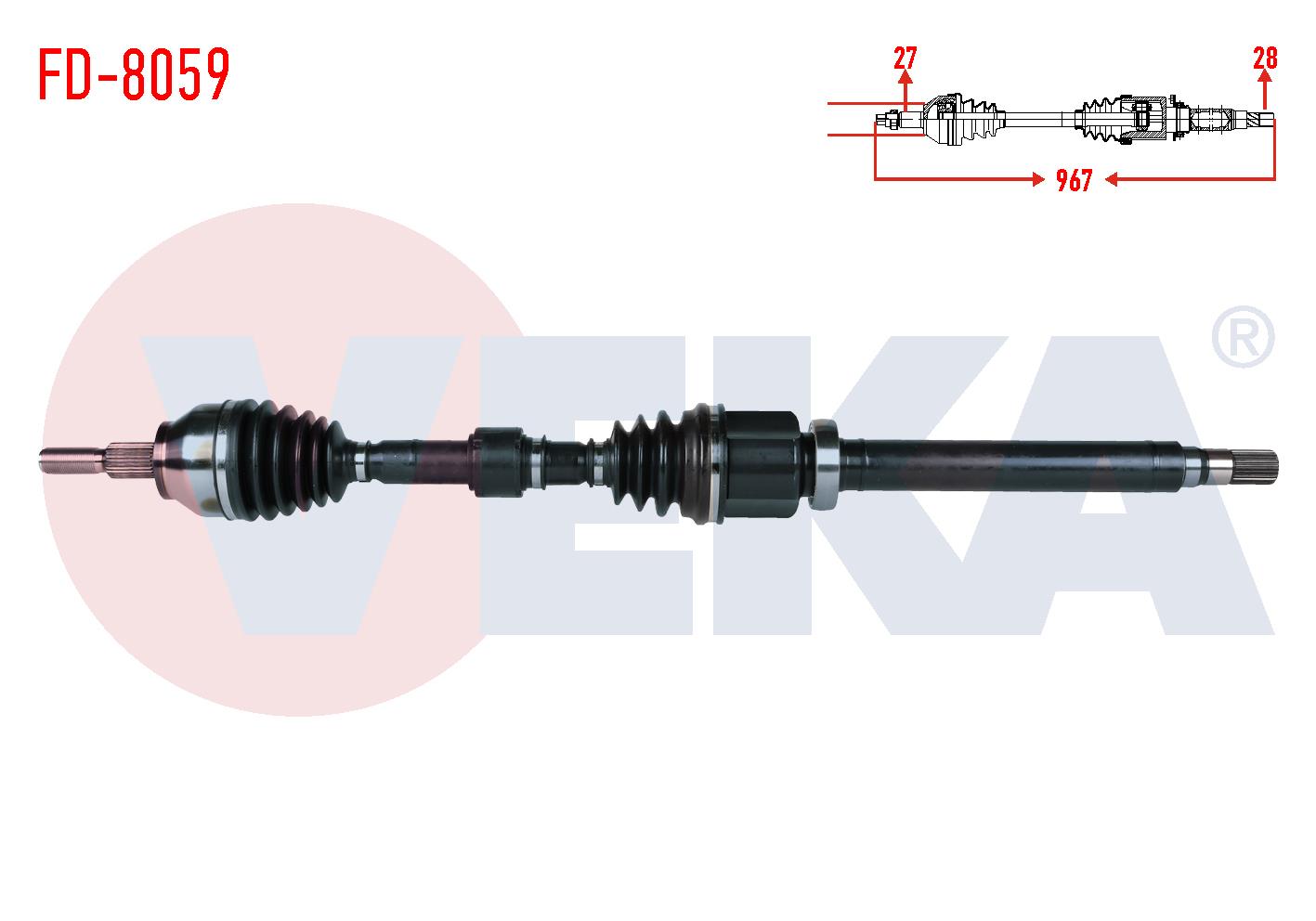 KOMPLE AKS SAG ON FORD FOCUS 1.6 TDCI A-T UZUNLUK 967mm 2015-
