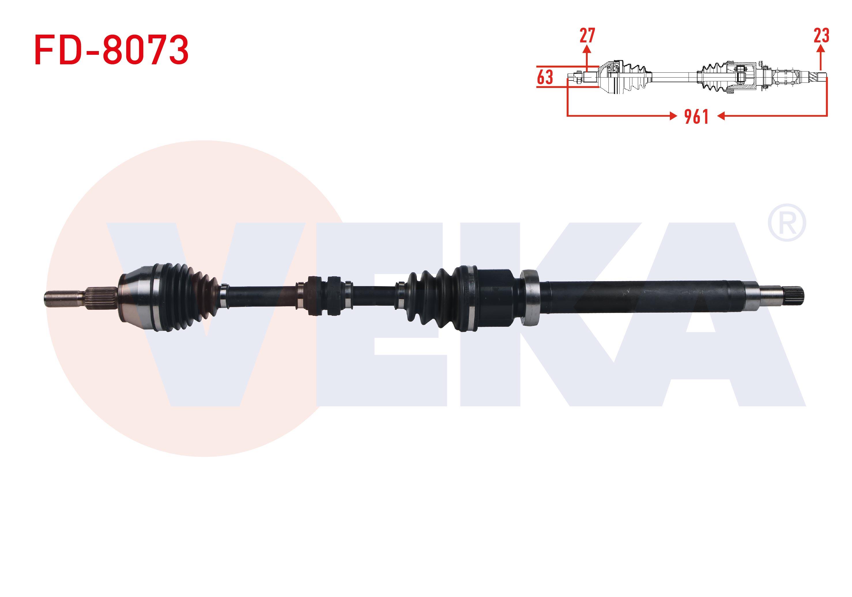 KOMPLE AKS SAG ON FORD FOCUS III 1.6 TI-VCT M-T UZUNLUK 961 mm 2011-2015