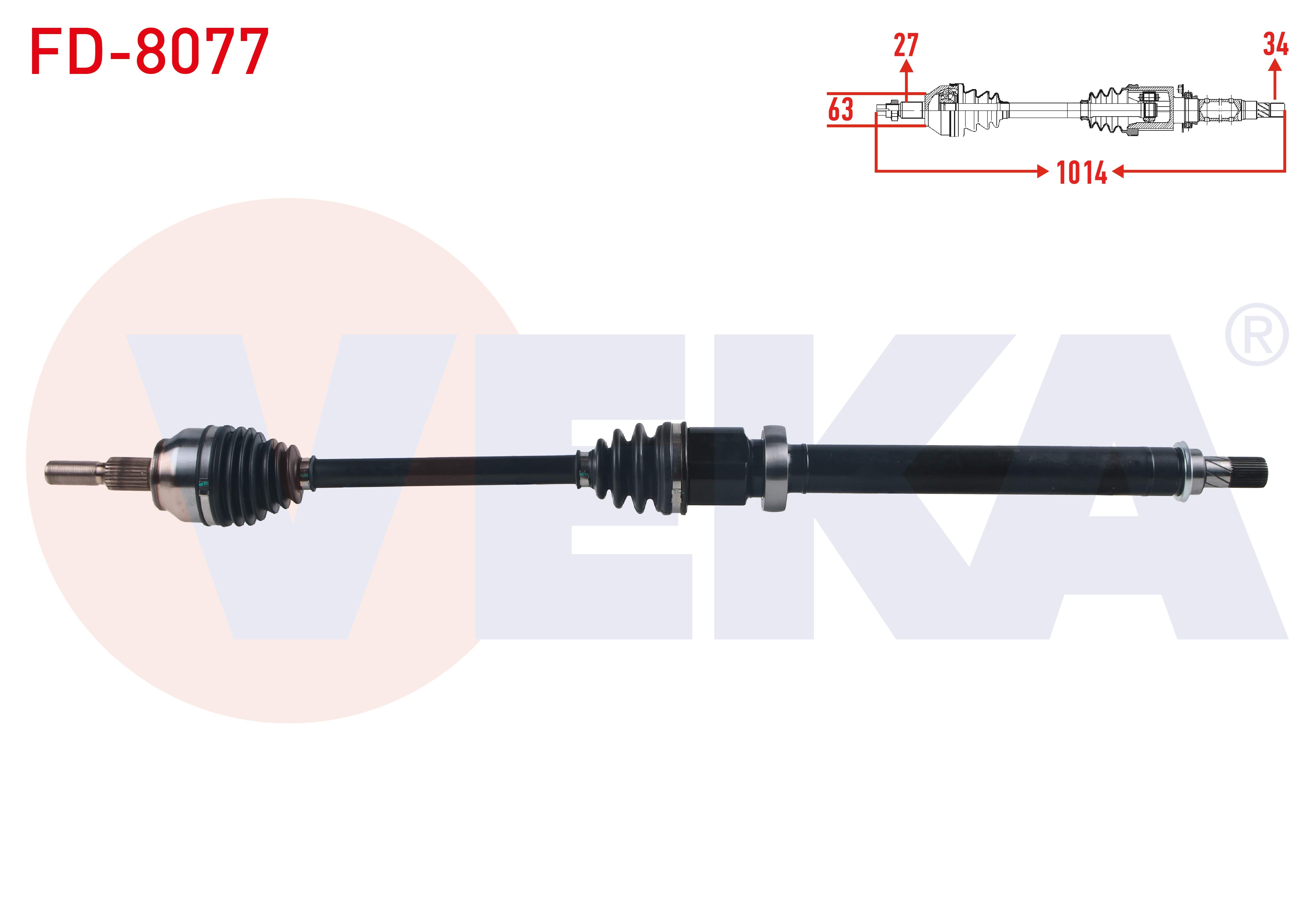 KOMPLE AKS SAG ON FORD FOCUS III 1.6 TI-VCT A-T UZUNLUK 1014mm 2011-2015