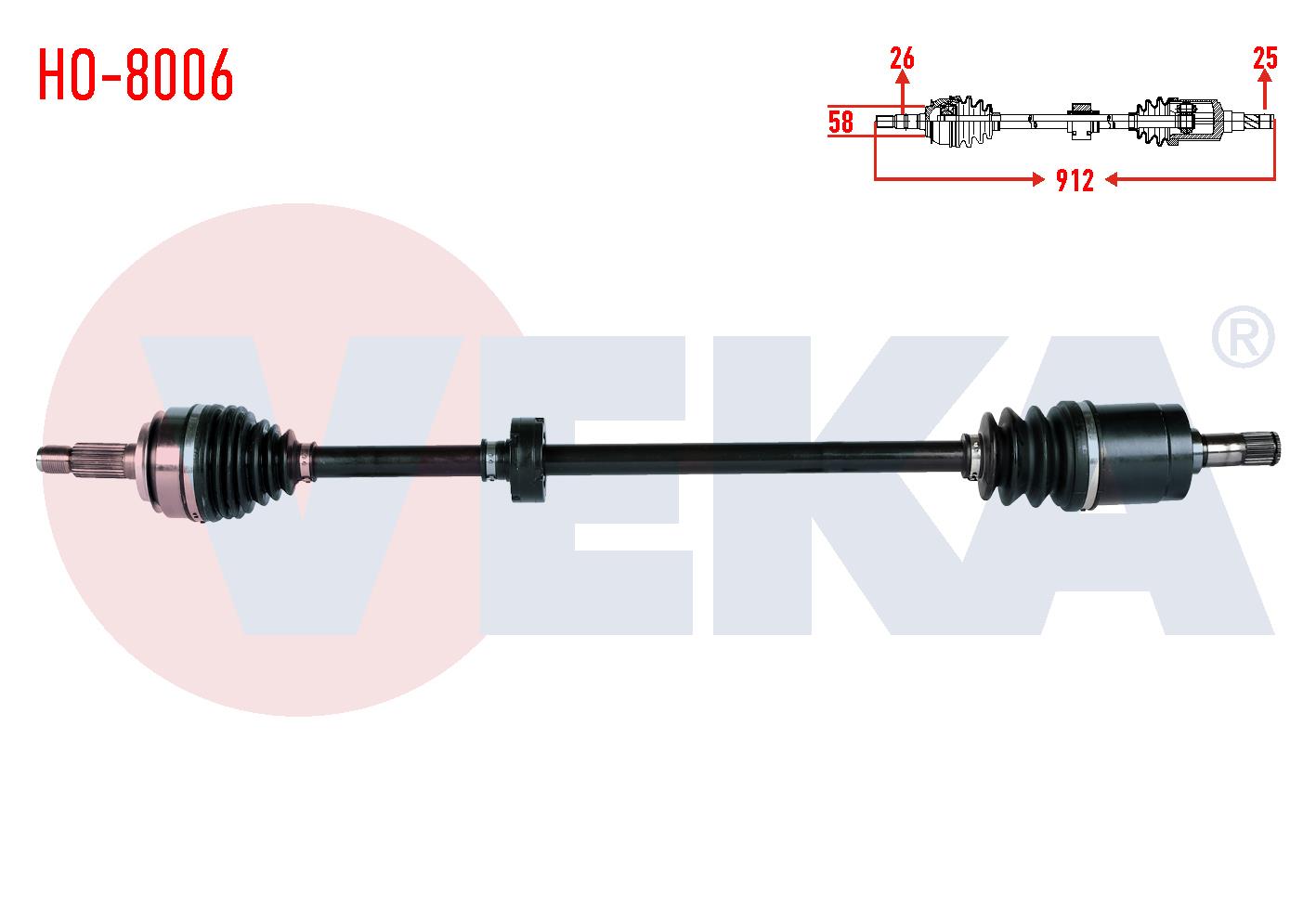 KOMPLE AKS SAG ON HONDA CIVIC VIII 1.6 A-T UZUNLUK 912mm 2005-2012