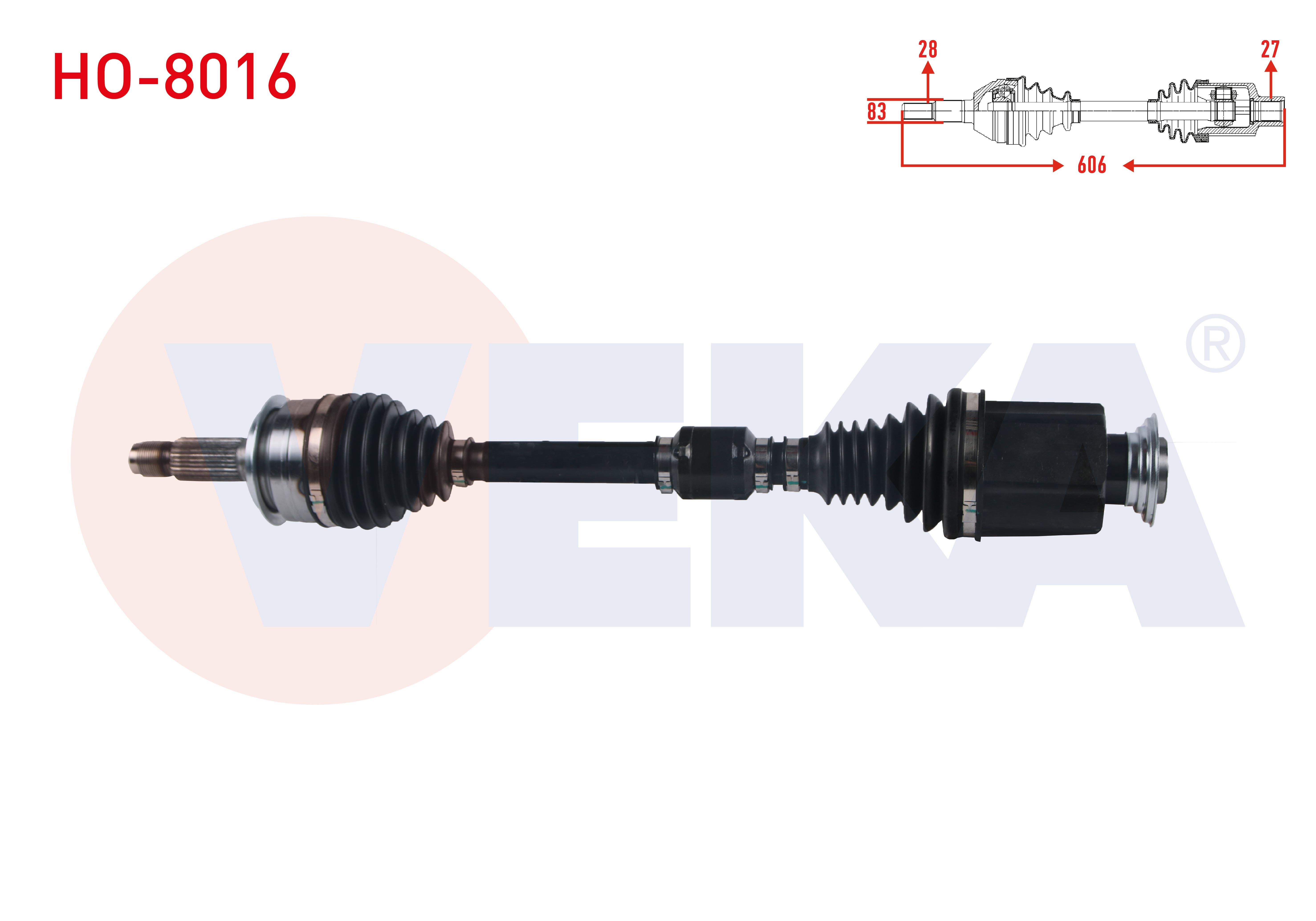 KOMPLE AKS SAG ON HONDA CIVIC X (FC) 1.6i A/T UZUNLUK 606 mm 2016-