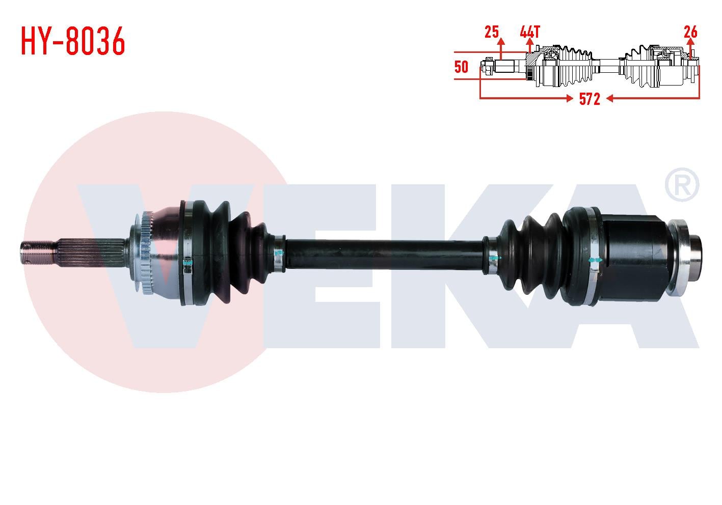 KOMPLE AKS SAG ON HYUNDAI ACCENT ADMIRE 1.5 CRDI 3 PISTONLU ABSLI 44 DIS UZUNLUK 572mm 2003-2006