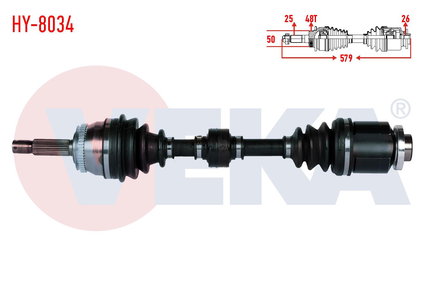 KOMPLE AKS SAG ON HYUNDAI GETZ (TB) 1.5 CRDI ABSLI 48 DIS UZUNLUK 579mm 2002-2008