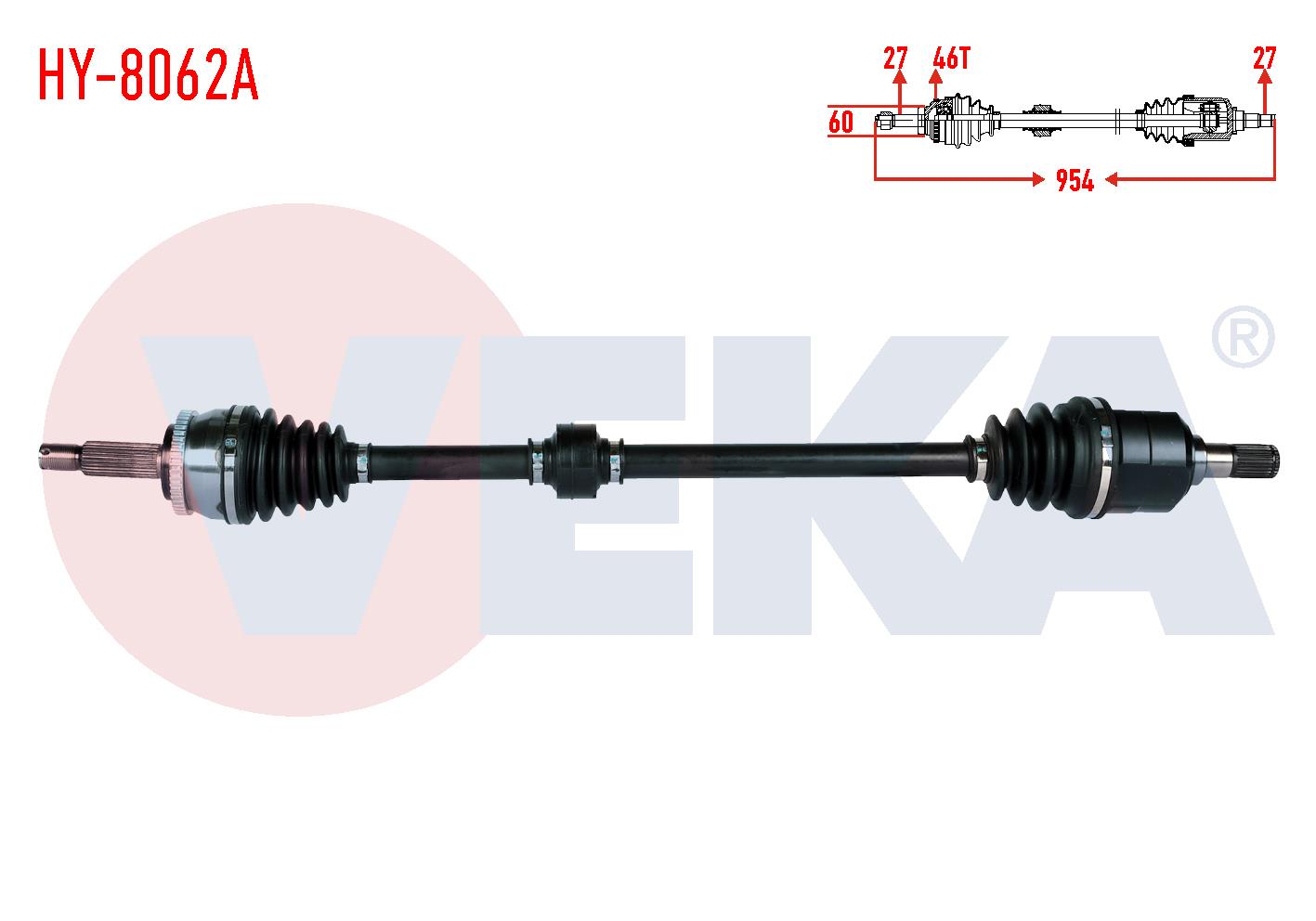 KOMPLE AKS SAG ON HYUNDAI I30 (FD) 1.6 CRDI M-T ABSLI 46 DIS UZUNLUK 954mm 2007-2011