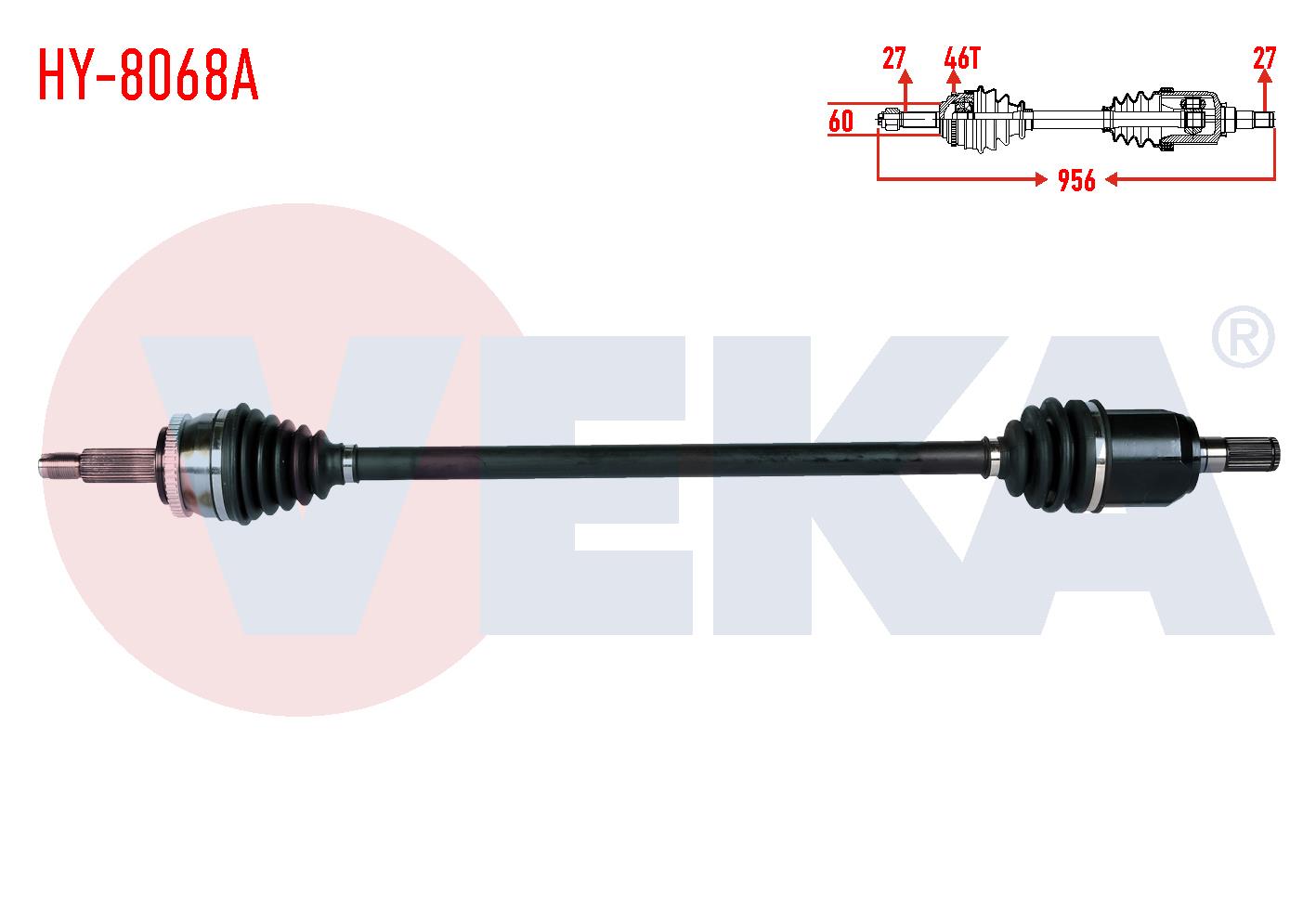 KOMPLE AKS SAG ON HYUNDAI I30 (GD) 1.6 CRDI ABSLI 46 DIS A-T UZUNLUK 956mm 2011-2017