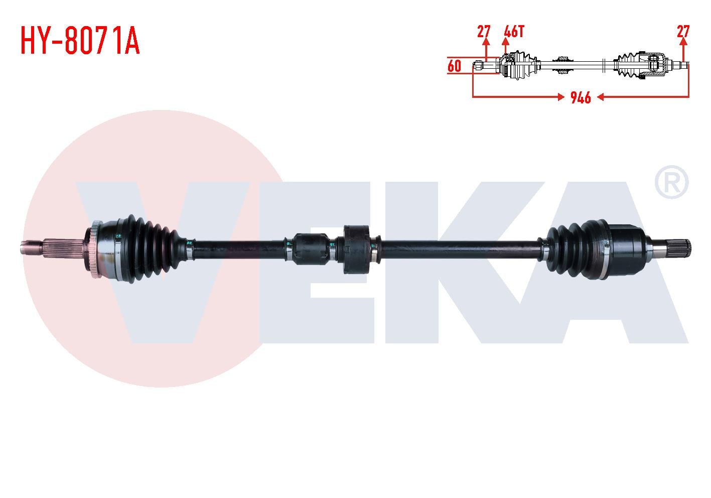 KOMPLE AKS SAG ON HYUNDAI I30 (FD) 1.6 CRDI A-T ABSLI 46 DIS UZUNLUK 946mm 2007-2011