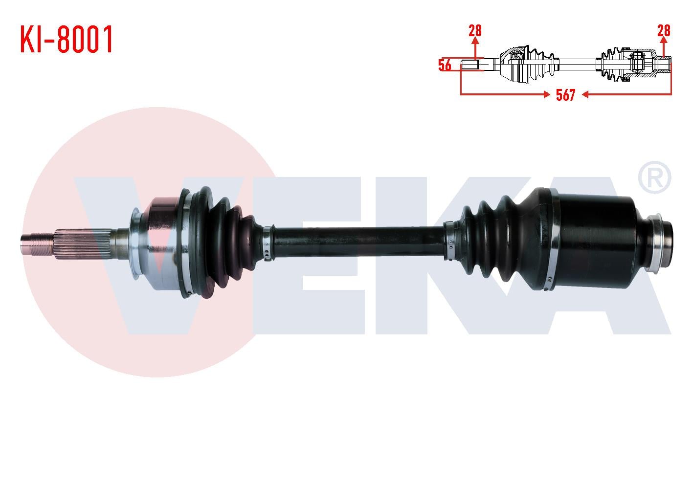 KOMPLE AKS SAG ON KIA SORENTO I (JC) 2.5 CRDI A-T UZUNLUK 567mm 2002-2009