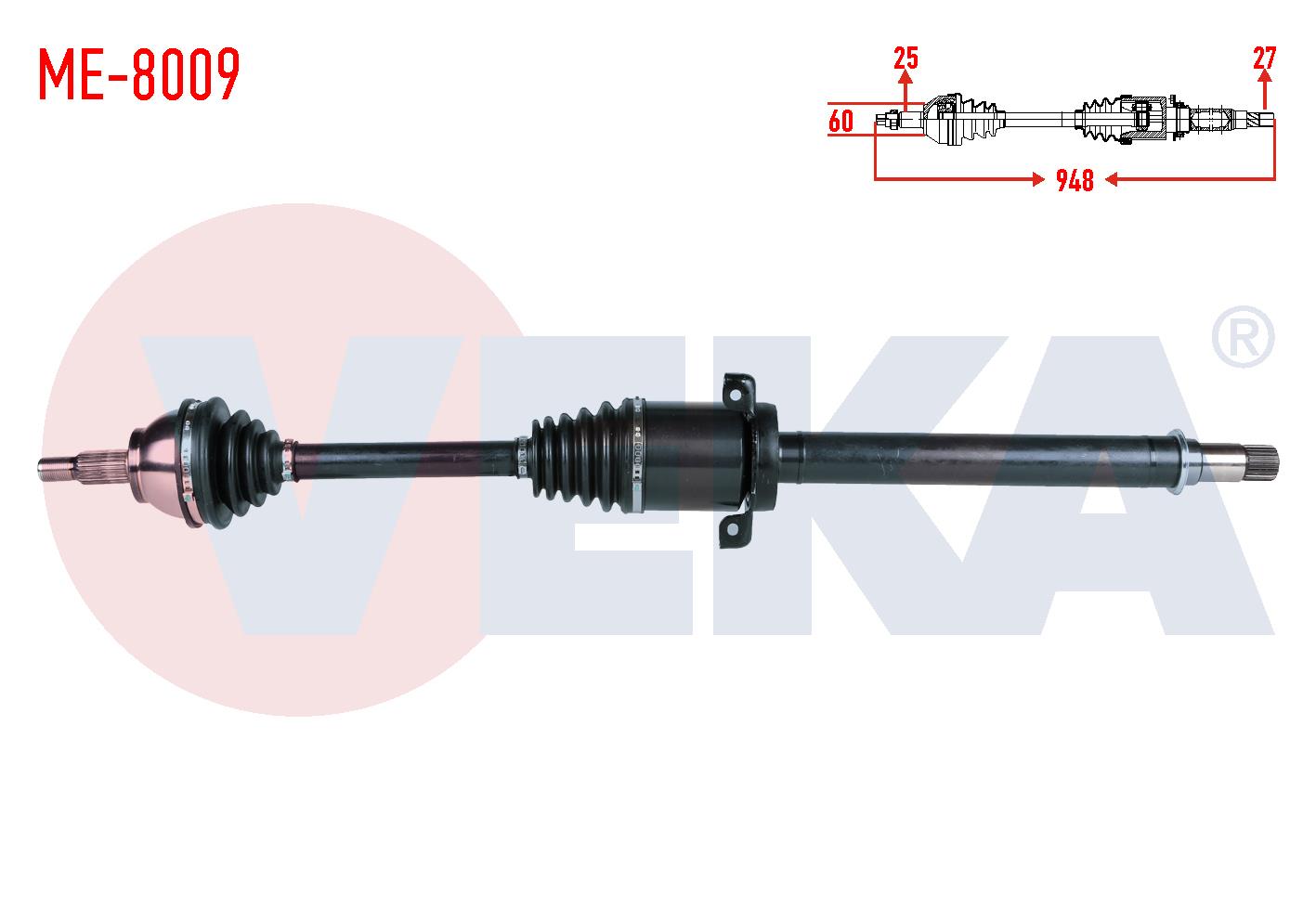 KOMPLE AKS SAG ON MERCEDES A SERISI (W169) A 150 A-T UZUNLUK 948mm 2004-2012