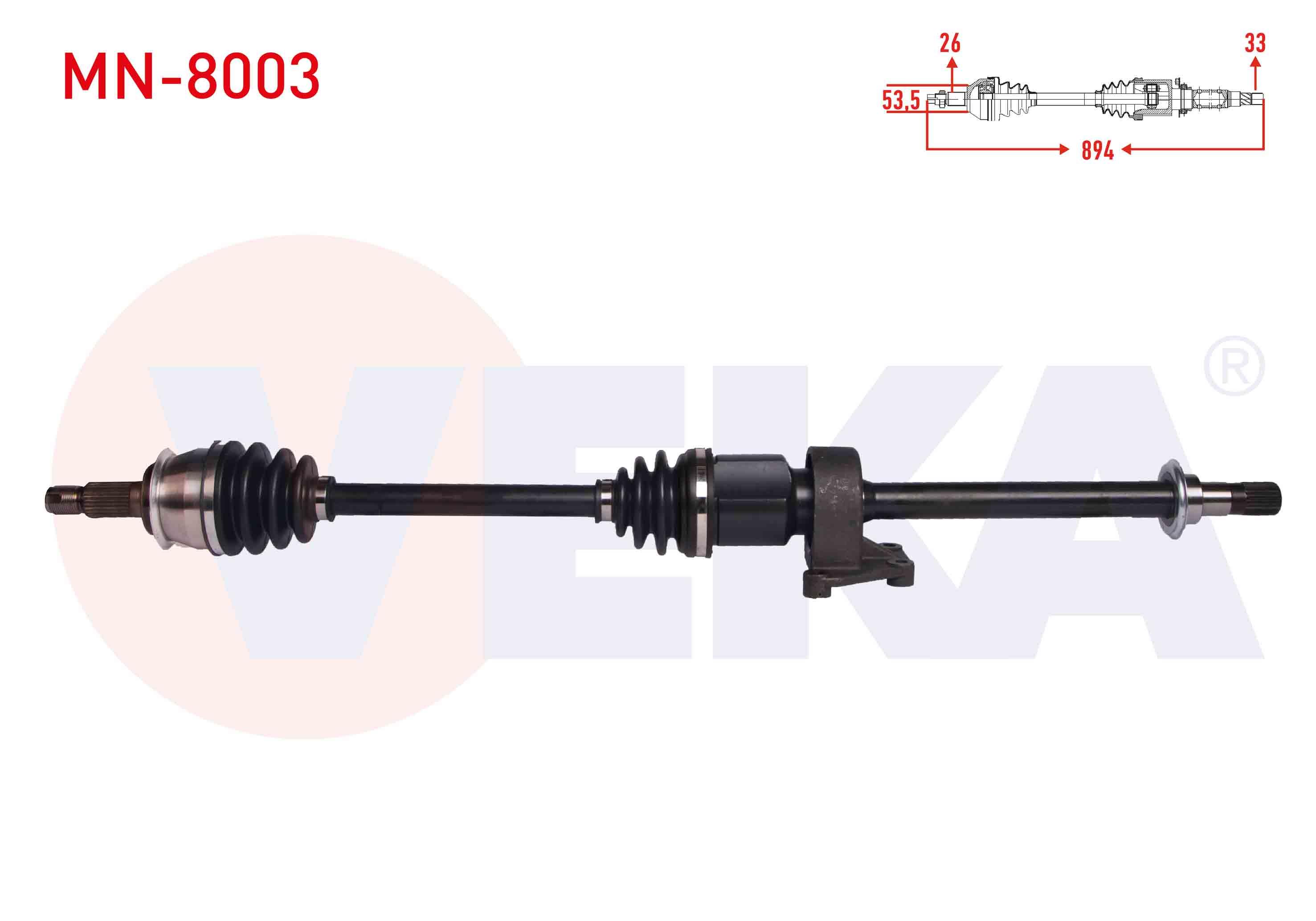 KOMPLE AKS SAG ON MINI COOPER (R50,R53) 1.6 A-T UZUNLUK 894 mm 2001-2006