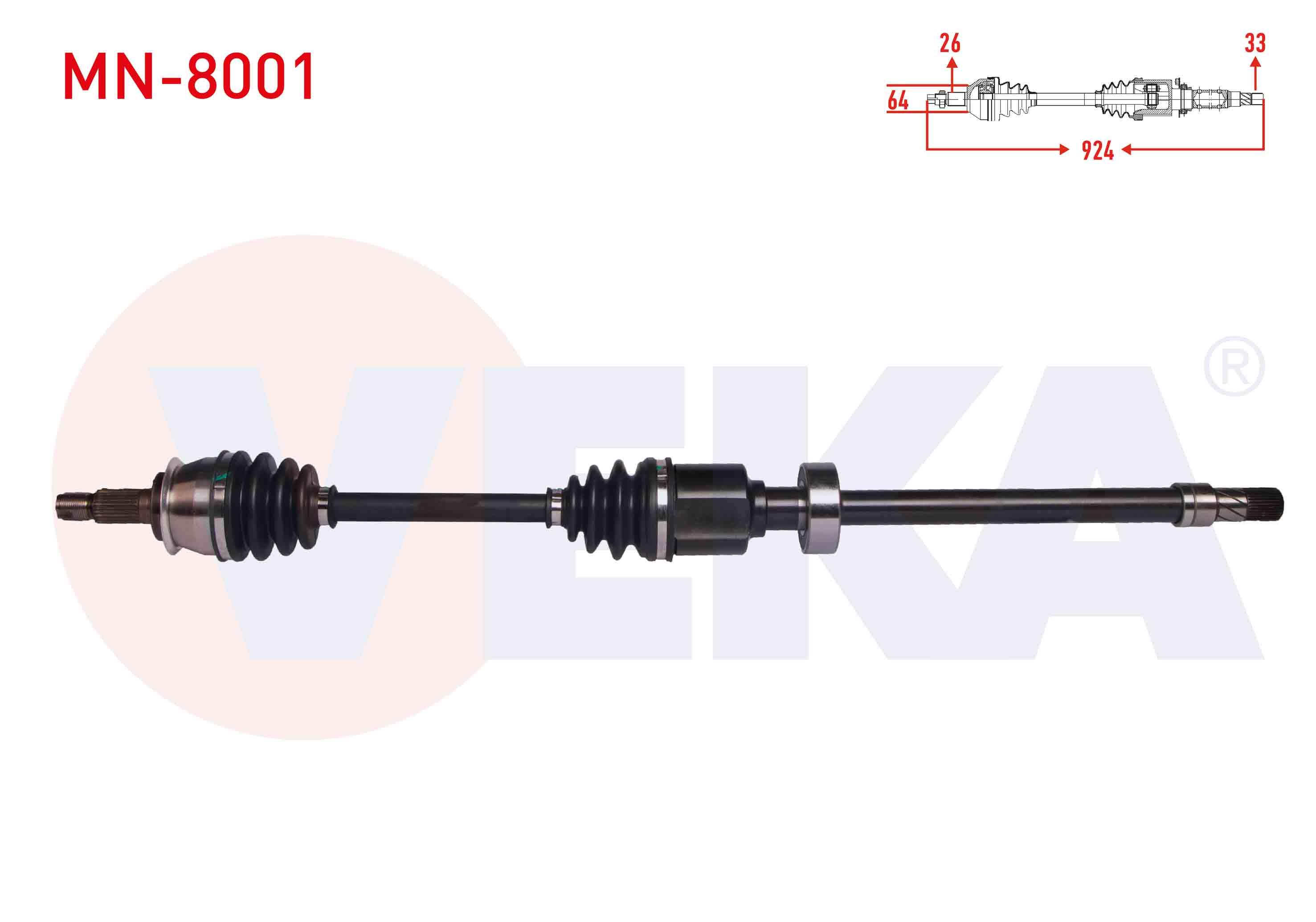 KOMPLE AKS SAG ON MINI COOPER (R50,R53) 1.6 M-T UZUNLUK 924 mm 2001-2006