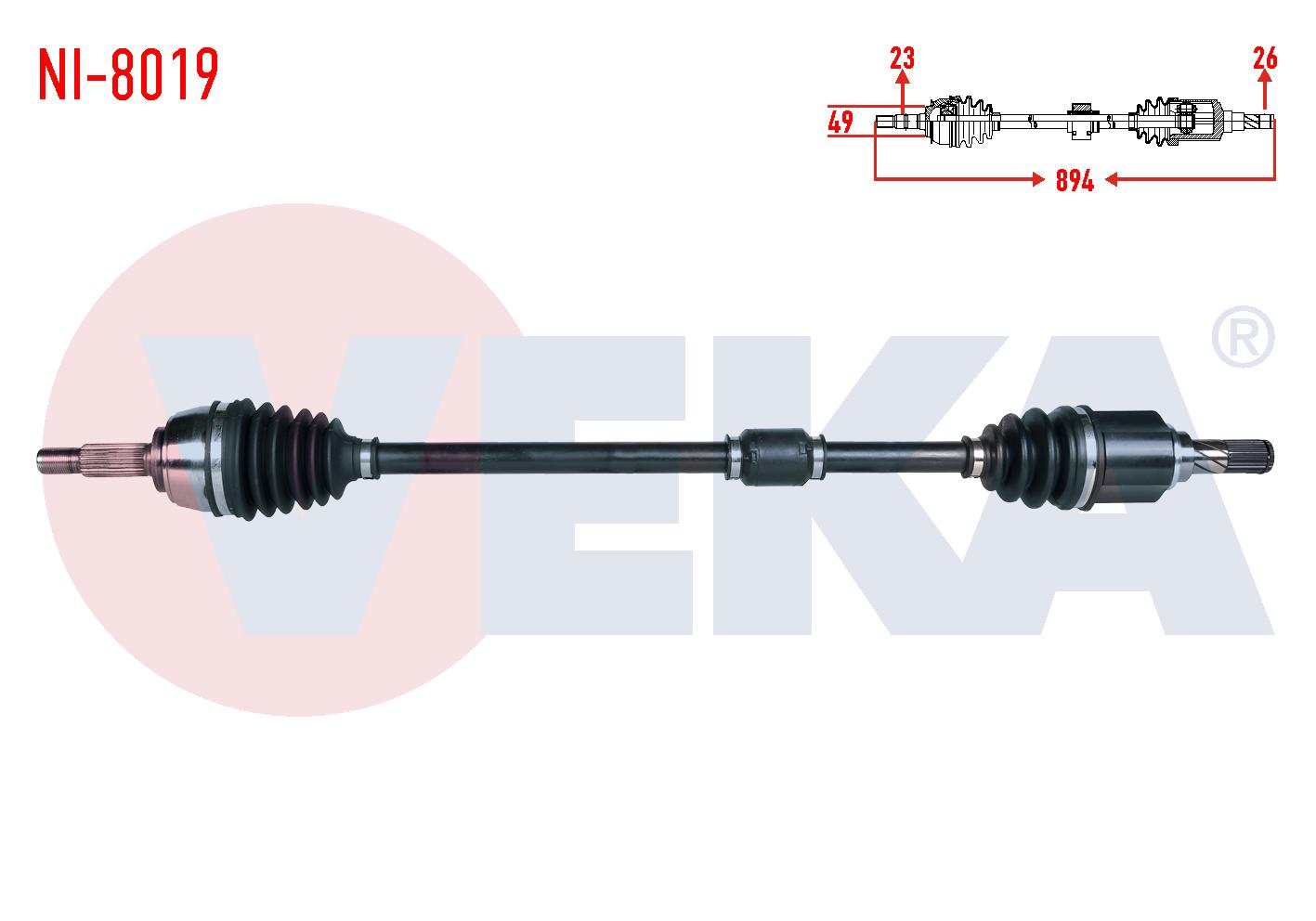 KOMPLE AKS SAG ON NISSAN MICRA (K12) 1.2i 16v M-T UZUNLUK 894mm 2003-2010