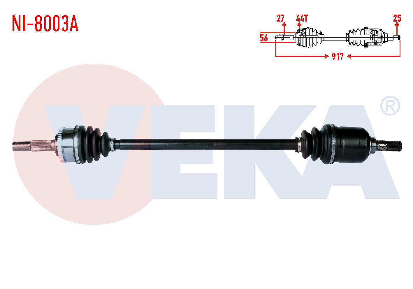 KOMPLE AKS SAG ON NISSAN PRIMERA (P11) 1.8i 16v ABSLI 44 DIS UZUNLUK 917mm 1996-2001