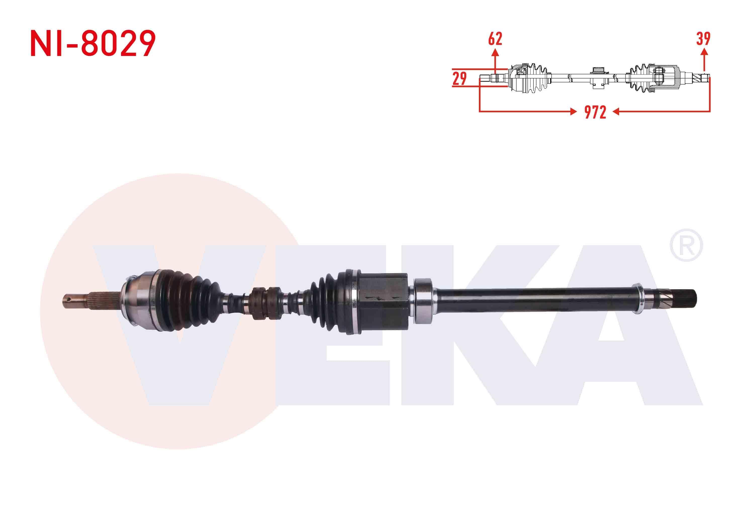KOMPLE AKS SAG ON NISSAN QASHQAI (J11) 1.6 DCI M-T UZUNLUK 972 mm 2014-