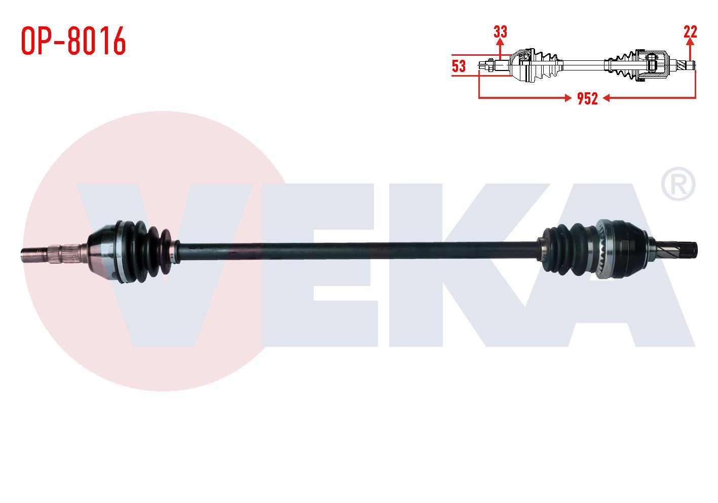 KOMPLE AKS SAG ON OPEL ASTRA H 1.4i UZUNLUK 952mm 2004-2010