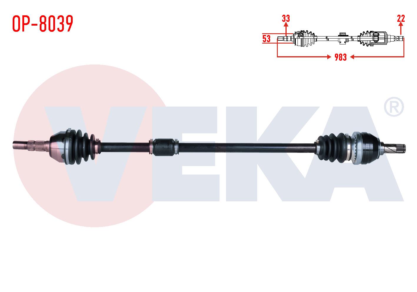 KOMPLE AKS SAG ON OPEL ASTRA J 1.3 CDTI M-T (A13DTE) UZUNLUK 983mm  2009-2016