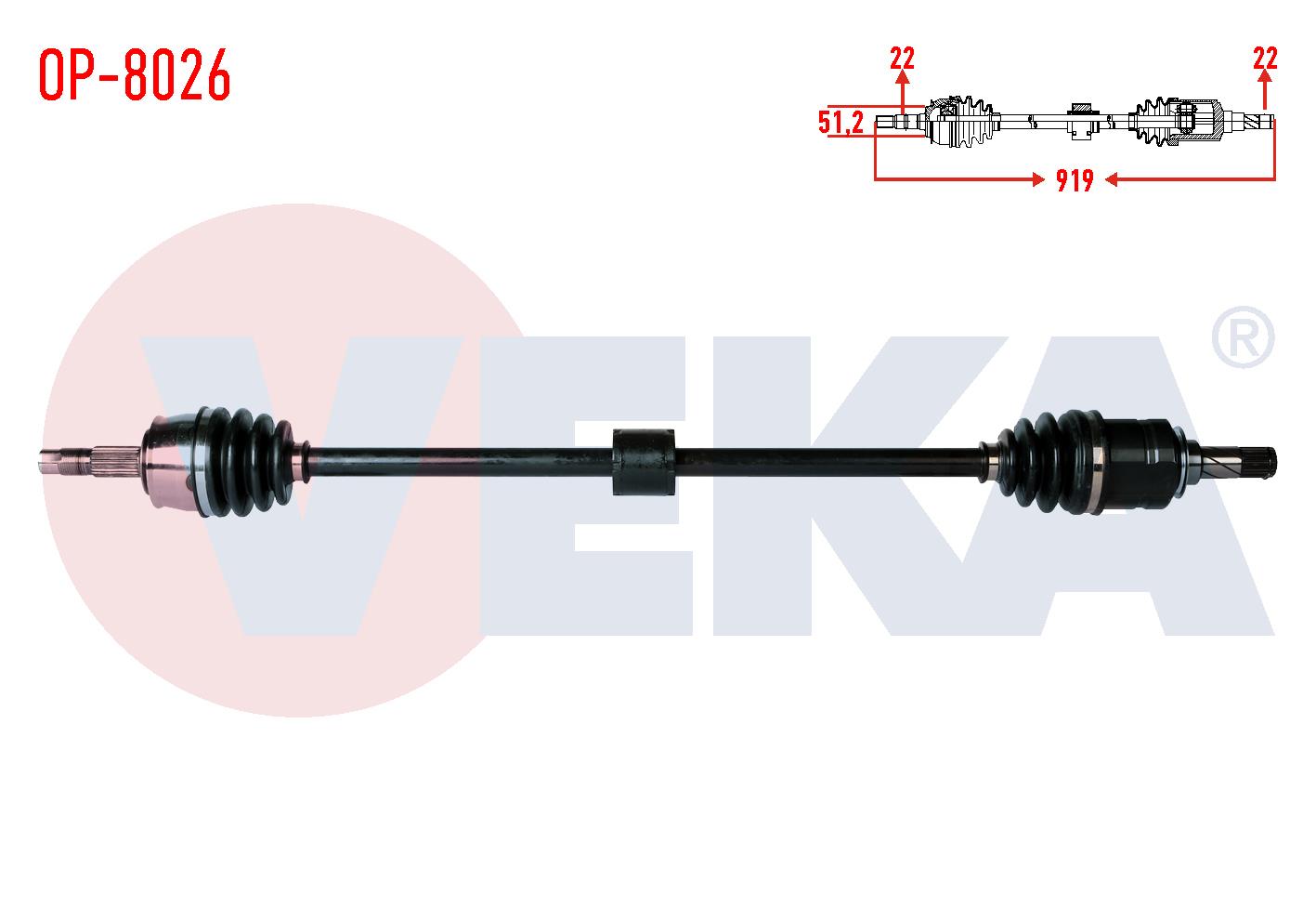KOMPLE AKS SAG ON OPEL CORSA D 1.2 M-T UZUNLUK 919mm 2006-2014