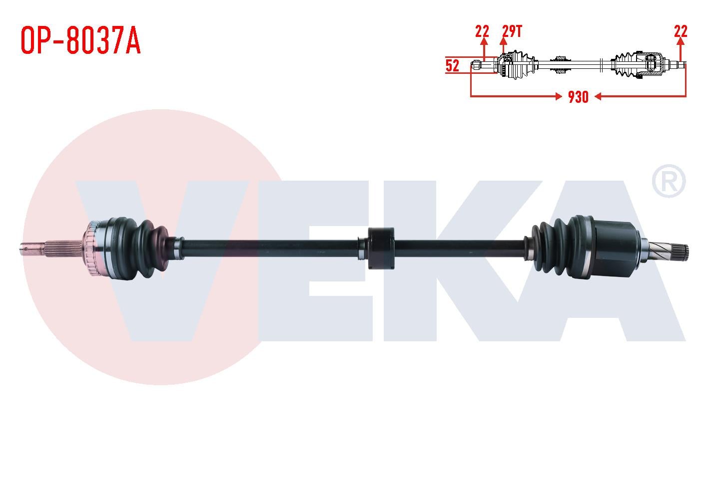 KOMPLE AKS SAG ON OPEL MERIVA A 1.6 ABSLI 29 DIS UZUNLUK 930mm 2003-2010