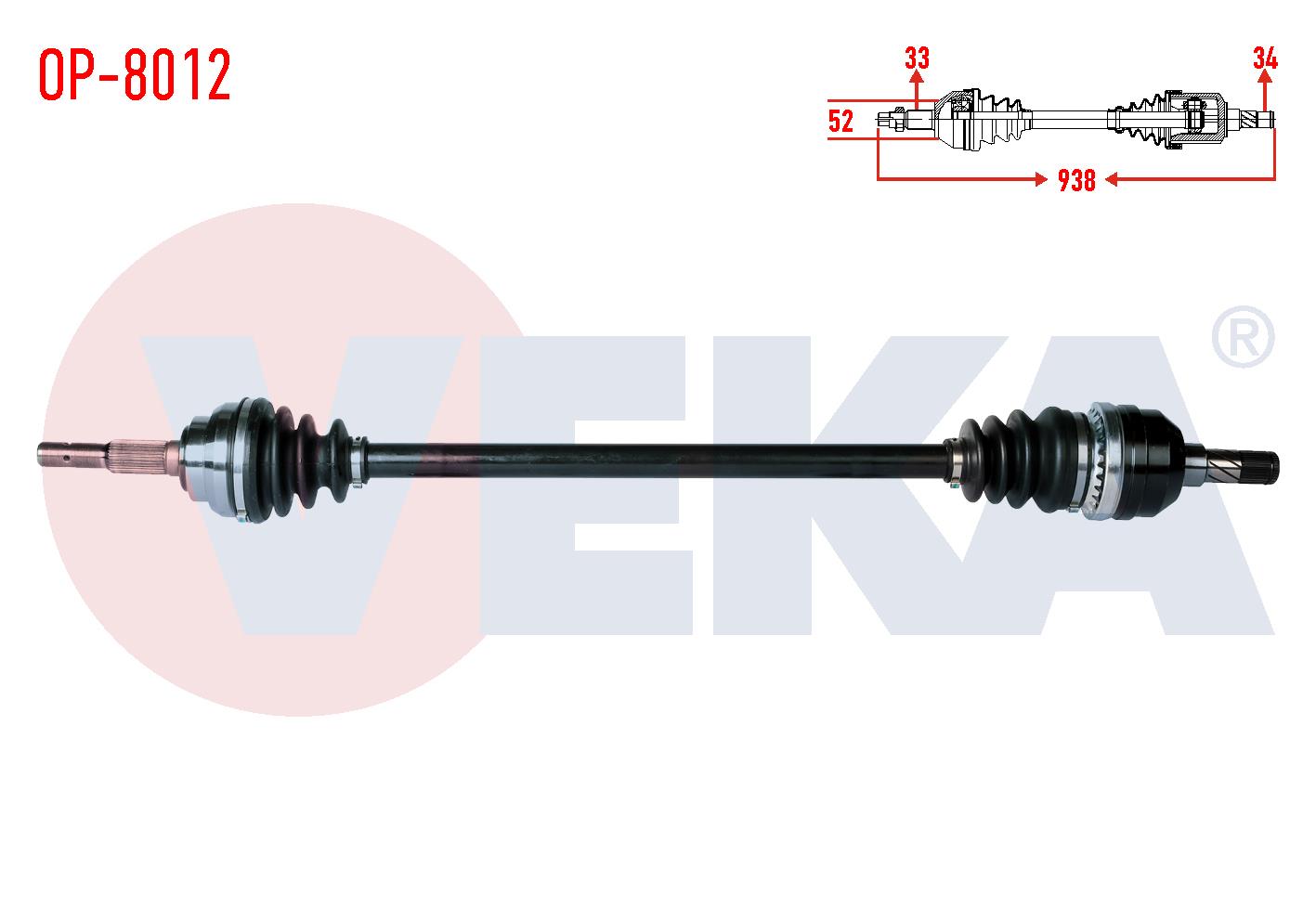 KOMPLE AKS SAG ON OPEL VECTRA A 1.8  UZUNLUK 938mm 1988-1995